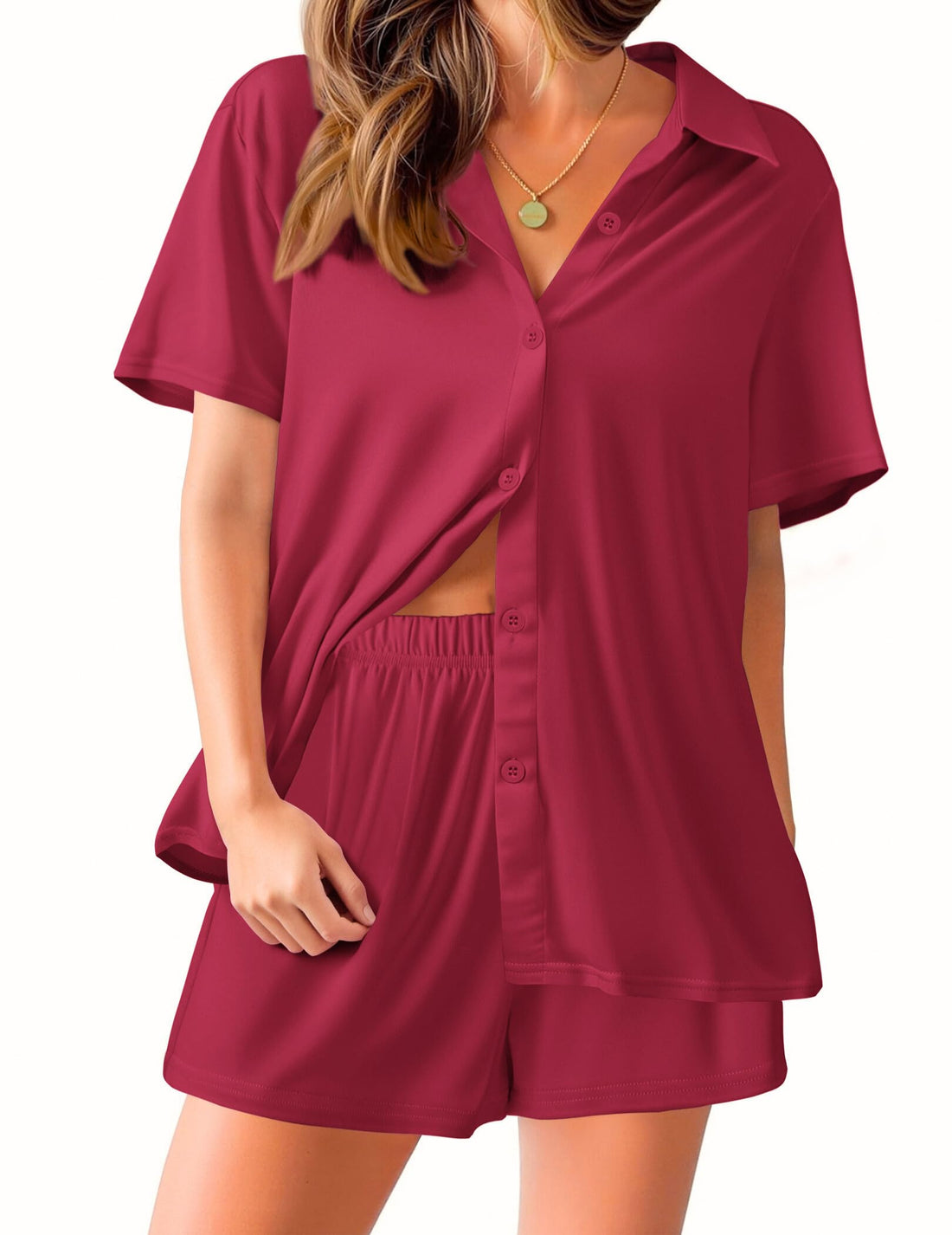 Ekouaer Pajama for Women Set Short Sleeve Button Down Pajamas Sets Soft Lounge Sets for Women Sleepwear PJS WEBE CLOTHING