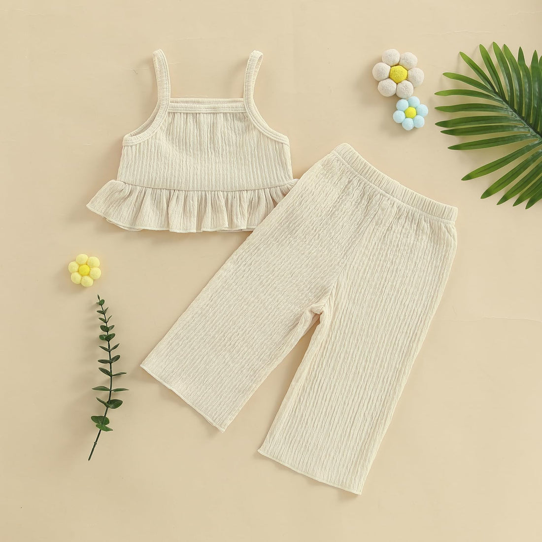 Baby Girl Outfits Crocheted Ruffled Camisole And Elastic Pants Set 6 12 18 24 Months 2 3 4 T WEBE CLOTHING