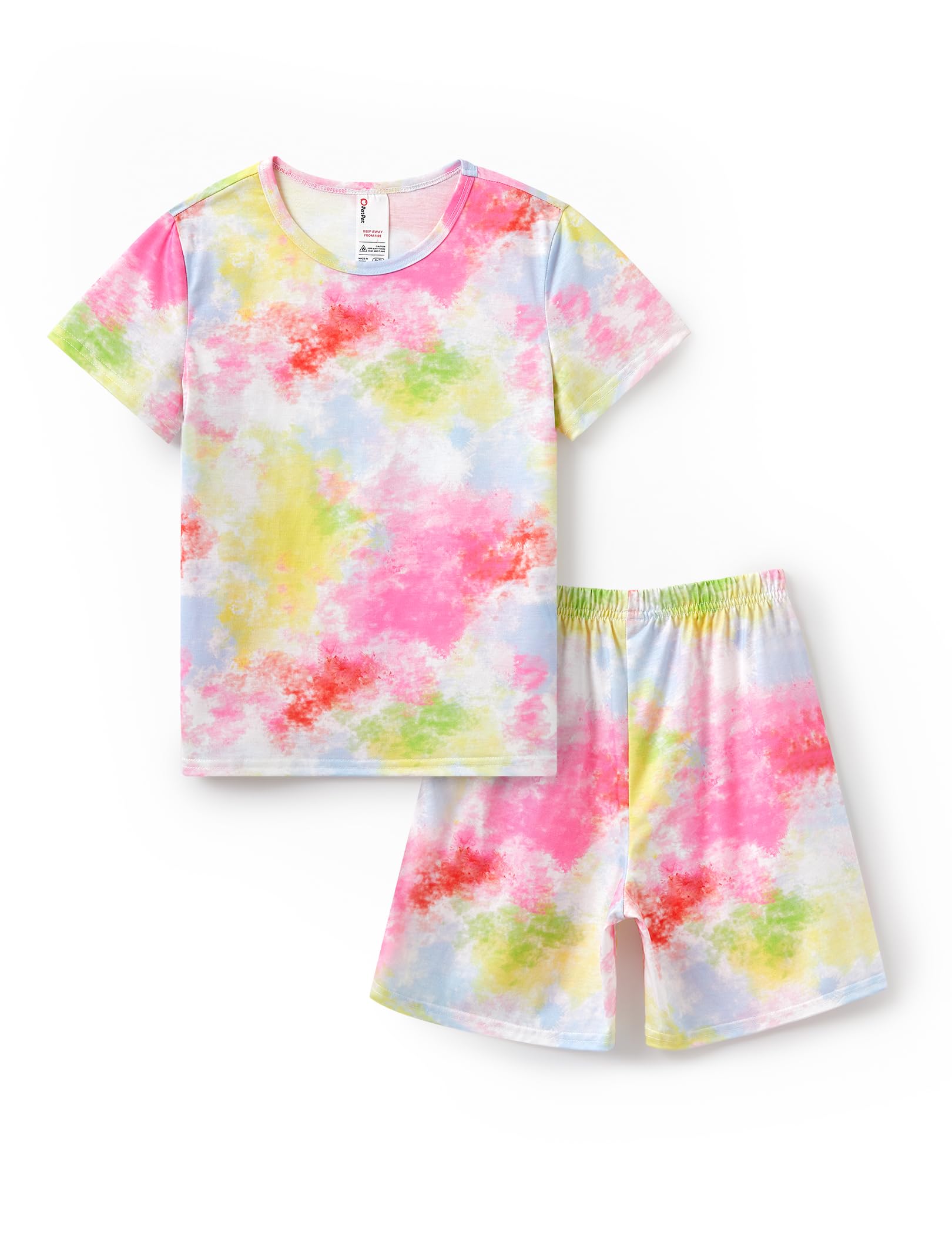 PATPAT Boys Pajamas Sets Short Sleeve T-Shirt and Shorts 2-Piece Sleepwear Graffiti Print Summer Loungewear for Kids