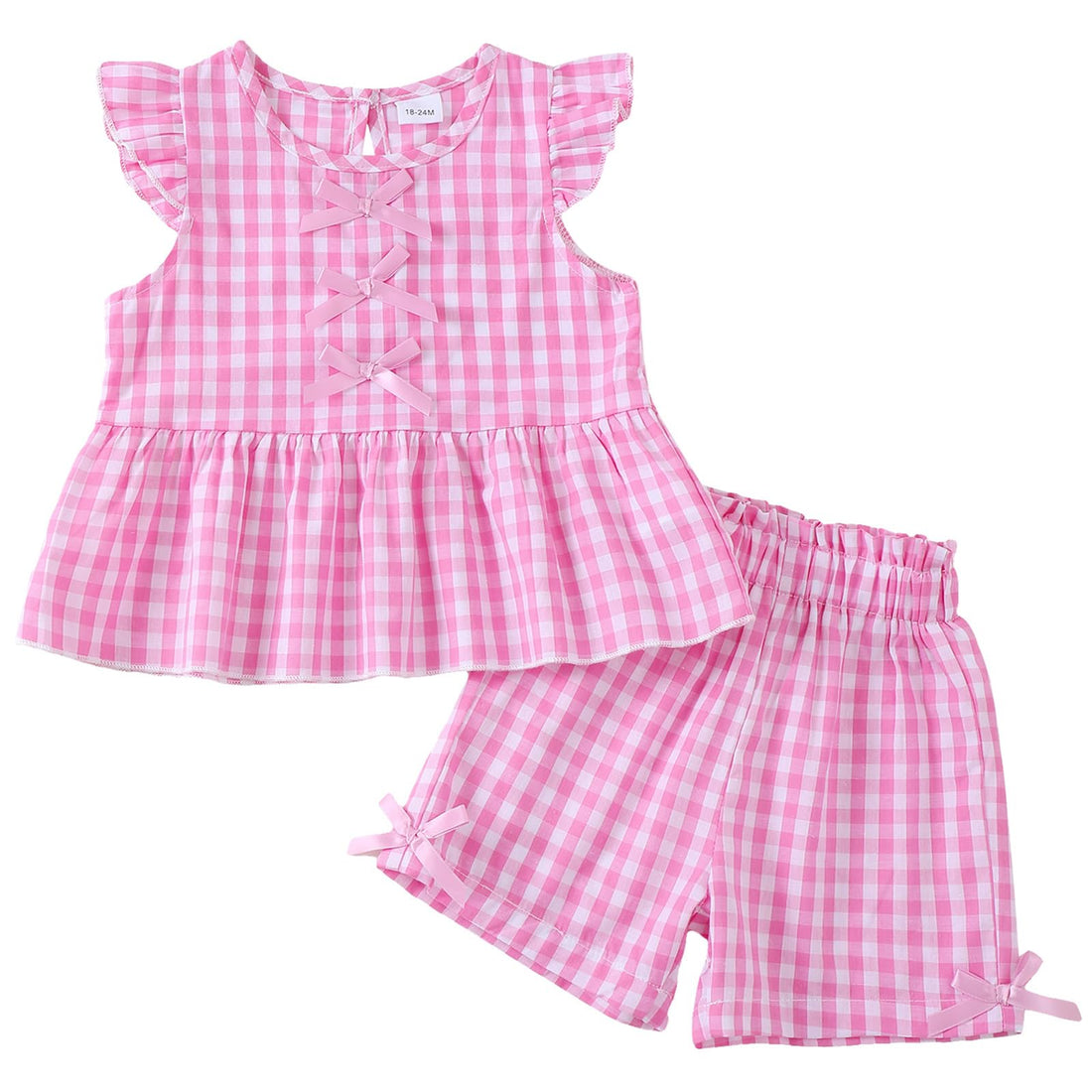 Jecson Toddler Baby Girl Summer Clothes Cotton Ruffled Sleeve Shirt Tops and Shorts Set Outfits 12Months-4T WEBE CLOTHING