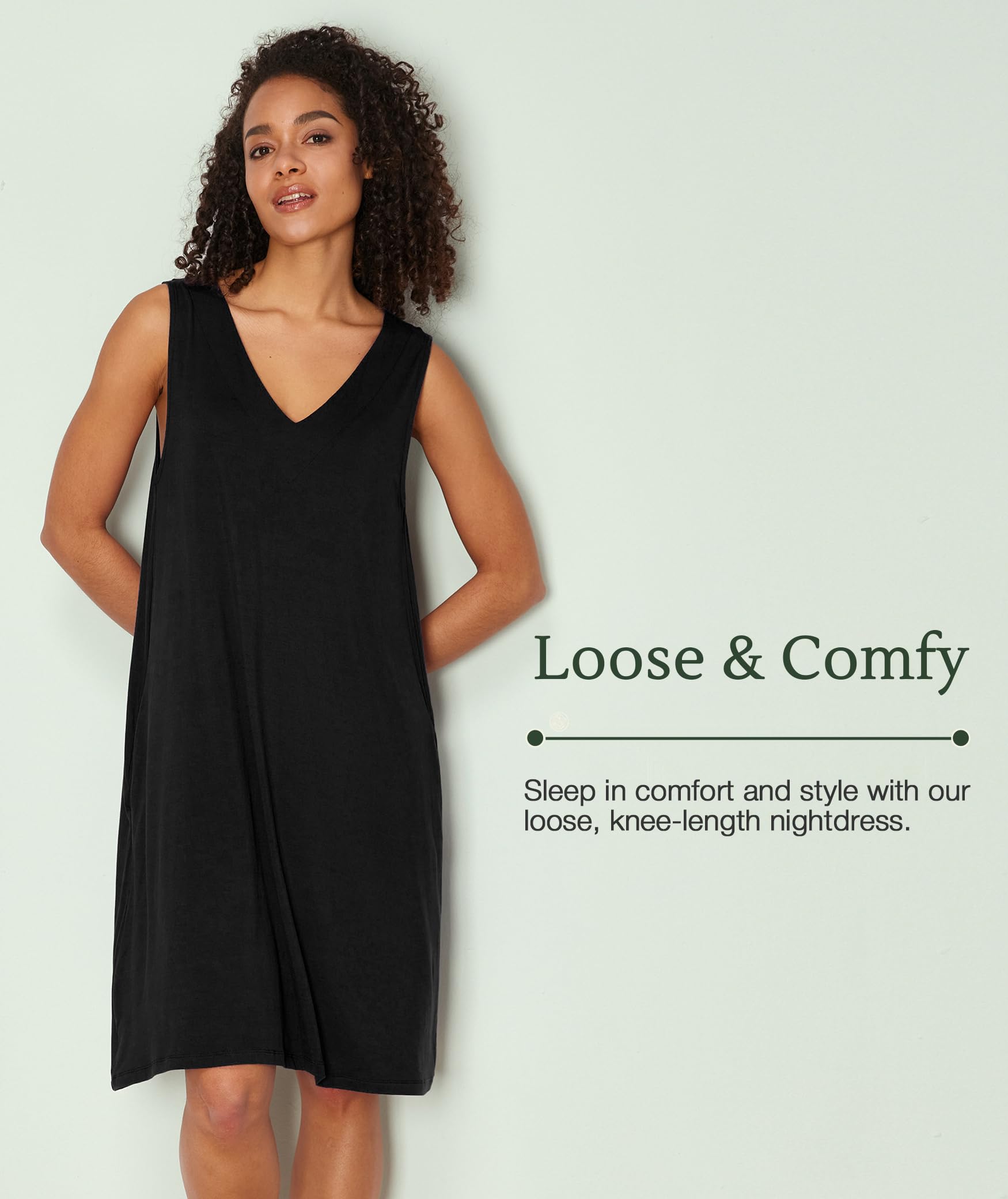 GYS Bamboo Viscose Women's Nightgowns V Neck Sleeveless Tank Pajama Dress for Women WEBE CLOTHING