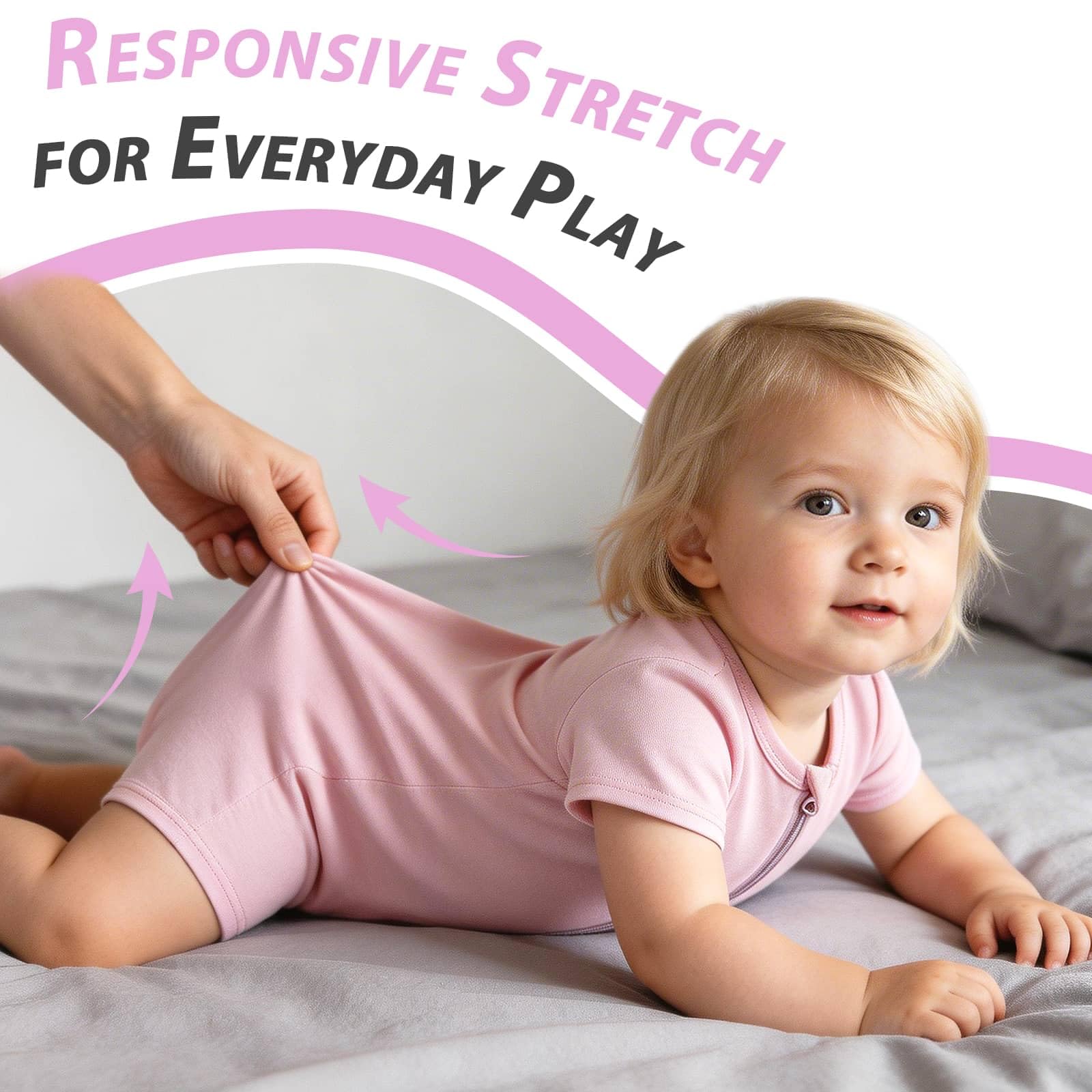 OPAWO Bamboo Baby Pajamas 3 Pack, Double Zipper Bamboo Sleepers for Baby Boy Girl Romper, Toddler Summer Clothes Outfit 0-24M WEBE CLOTHING
