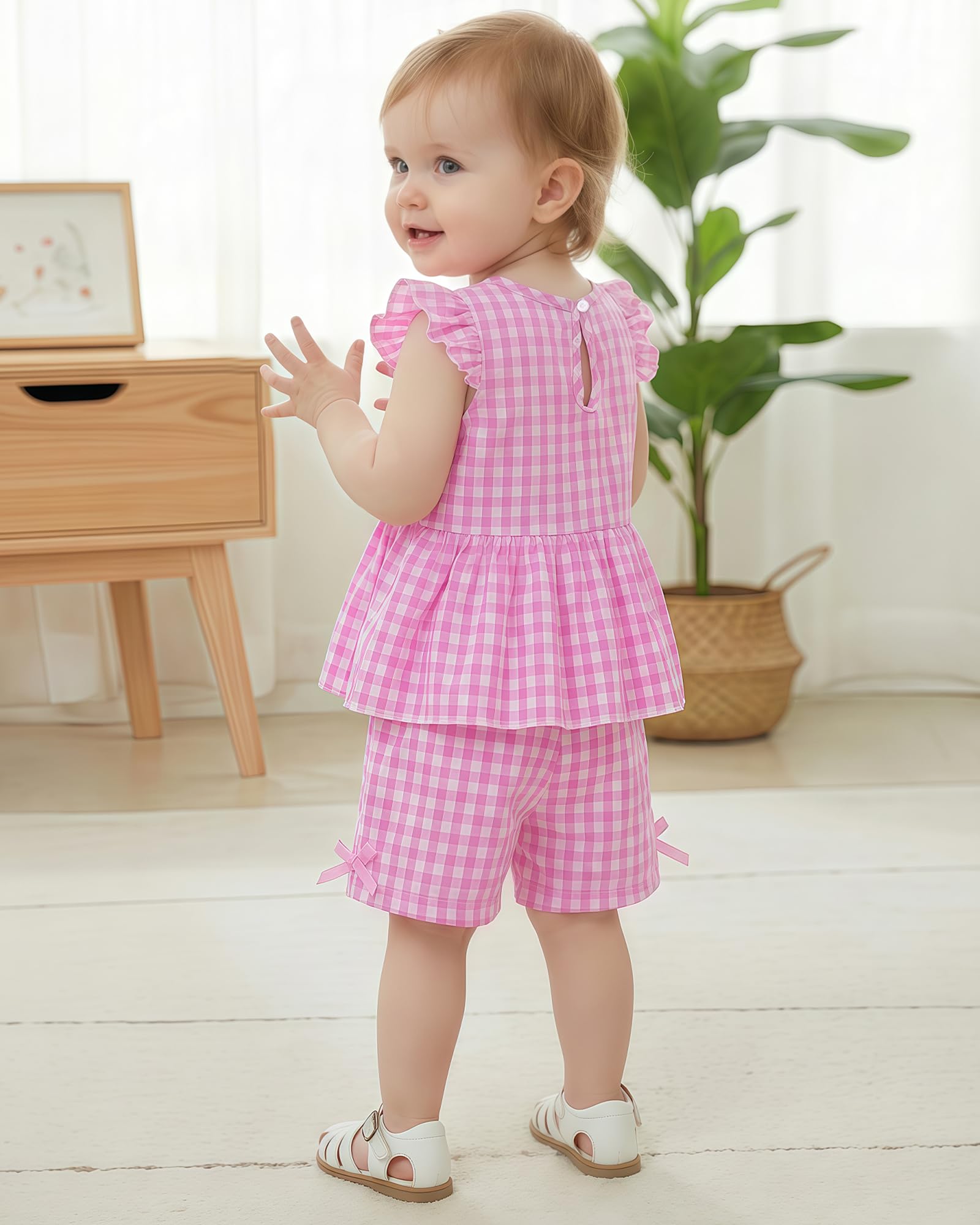 Jecson Toddler Baby Girl Summer Clothes Cotton Ruffled Sleeve Shirt Tops and Shorts Set Outfits 12Months-4T WEBE CLOTHING