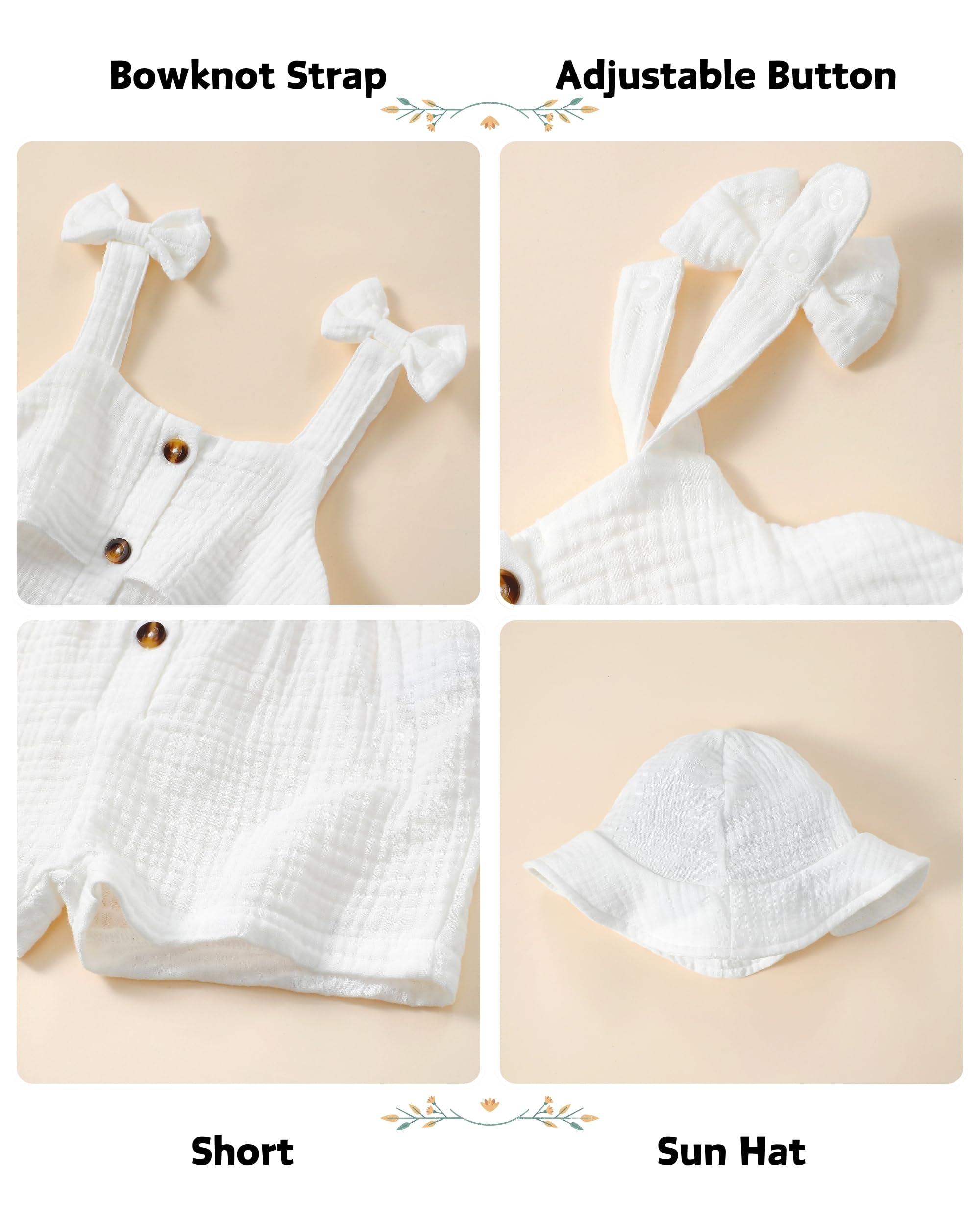 XUANHAO Baby Girl Clothes Summer Romper Outfits for Girls Cute Infant Toddler One-Piece Jumpsuit Ruffle Shorts Sets 6M-3Y WEBE CLOTHING