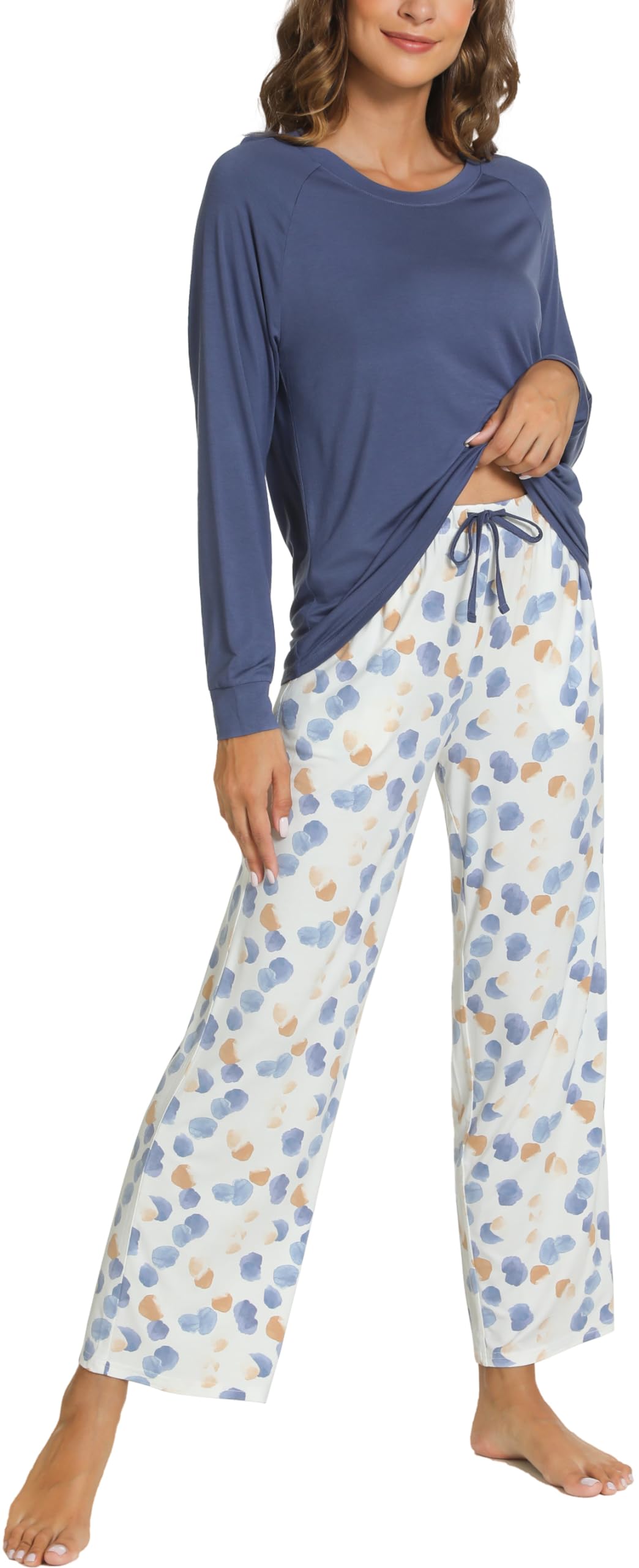 GYS Women's Pajama Sets Long Sleeve Sleepwear Comfy 2 Piece Ladies Pj Sleep Set, Viscose Made from Bamboo
