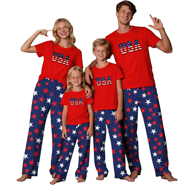 MI X TEE 250th Anniversary American Flag Matching Family Pajamas, 4th of July Shirts Pjs Set, Patriotic Sleepwear for Couples