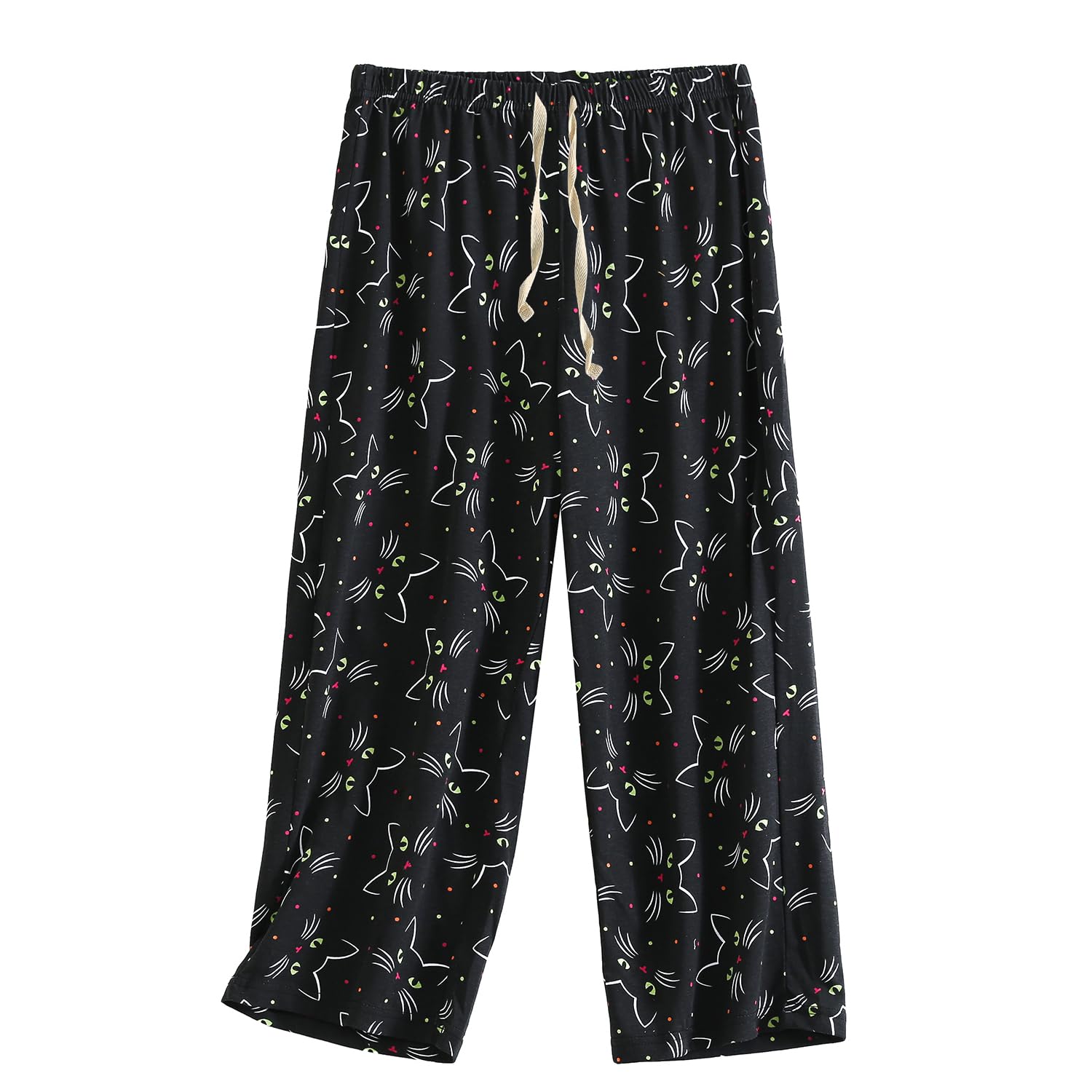 PNAEONG 3 Pack Women Pajama Pants Capri Length Drawstring Pj Bottoms Sleep Lounge Pants with Pockets S-3XL
