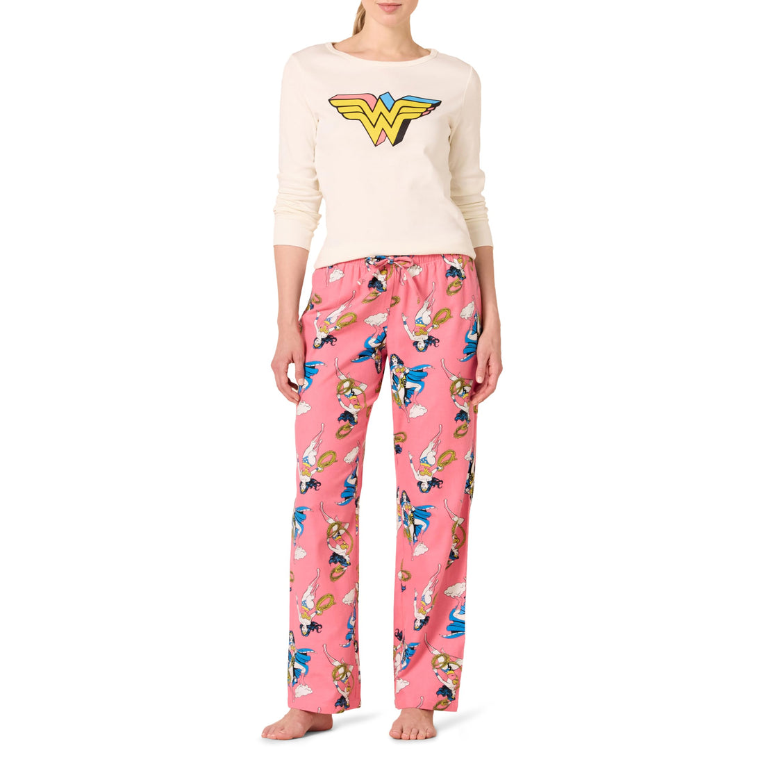 Amazon Essentials Women's Lightweight Flannel Pajama Pant and Long-Sleeve T-Shirt Sleep Set