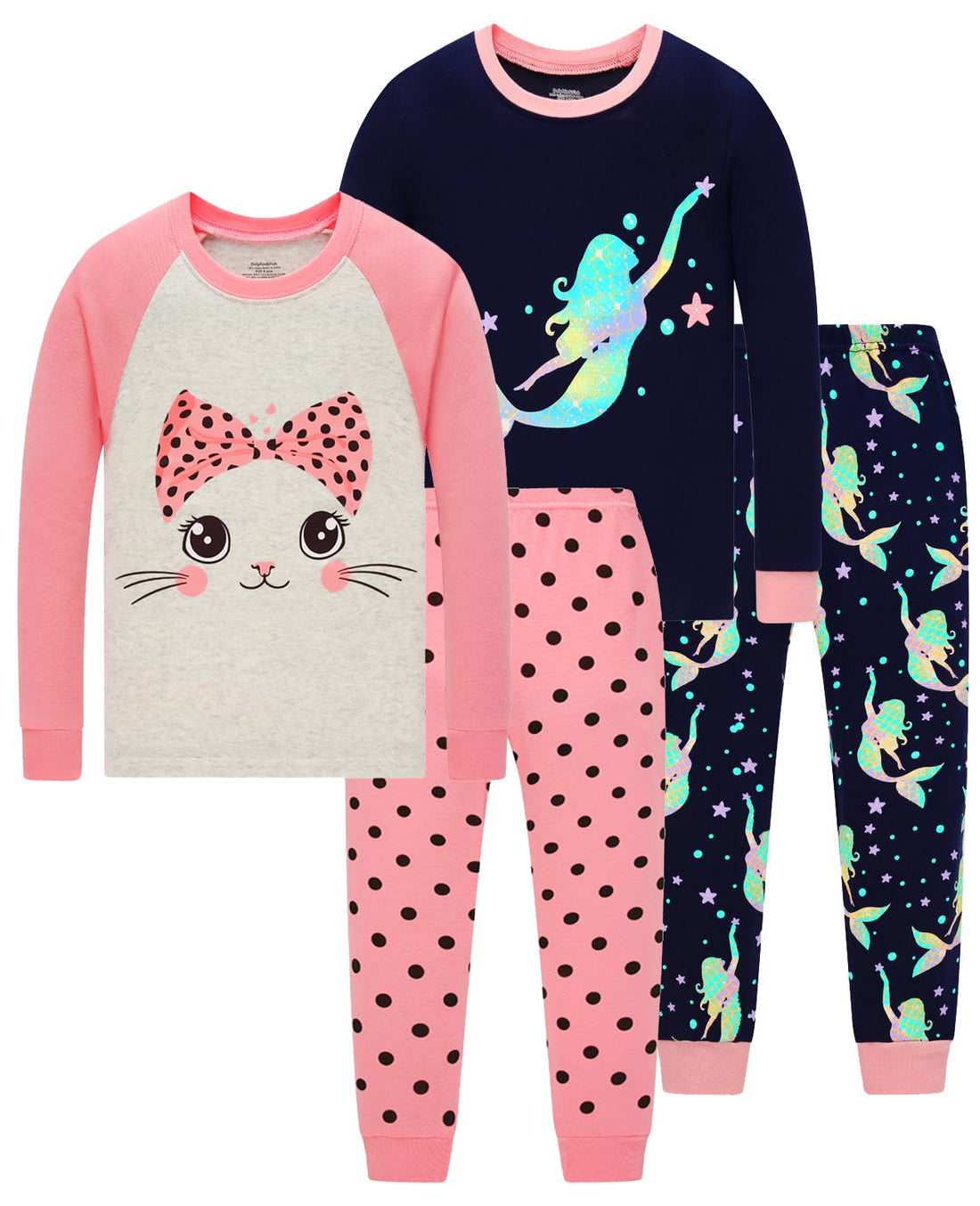 Dolphin&Fish Boys and Girls Soft Pajamas 100% Cotton Toddler Pjs Long Sleeve Kid Sleepwear Sets