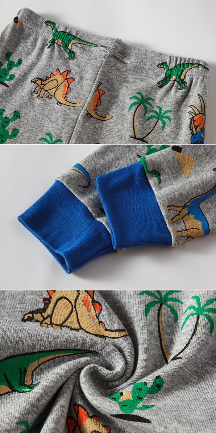 Little bety Cotton 4 Piece Pajamas Boys Long Sleeve Sets Toddler Boys Pjs Kids Sleepwear Sets