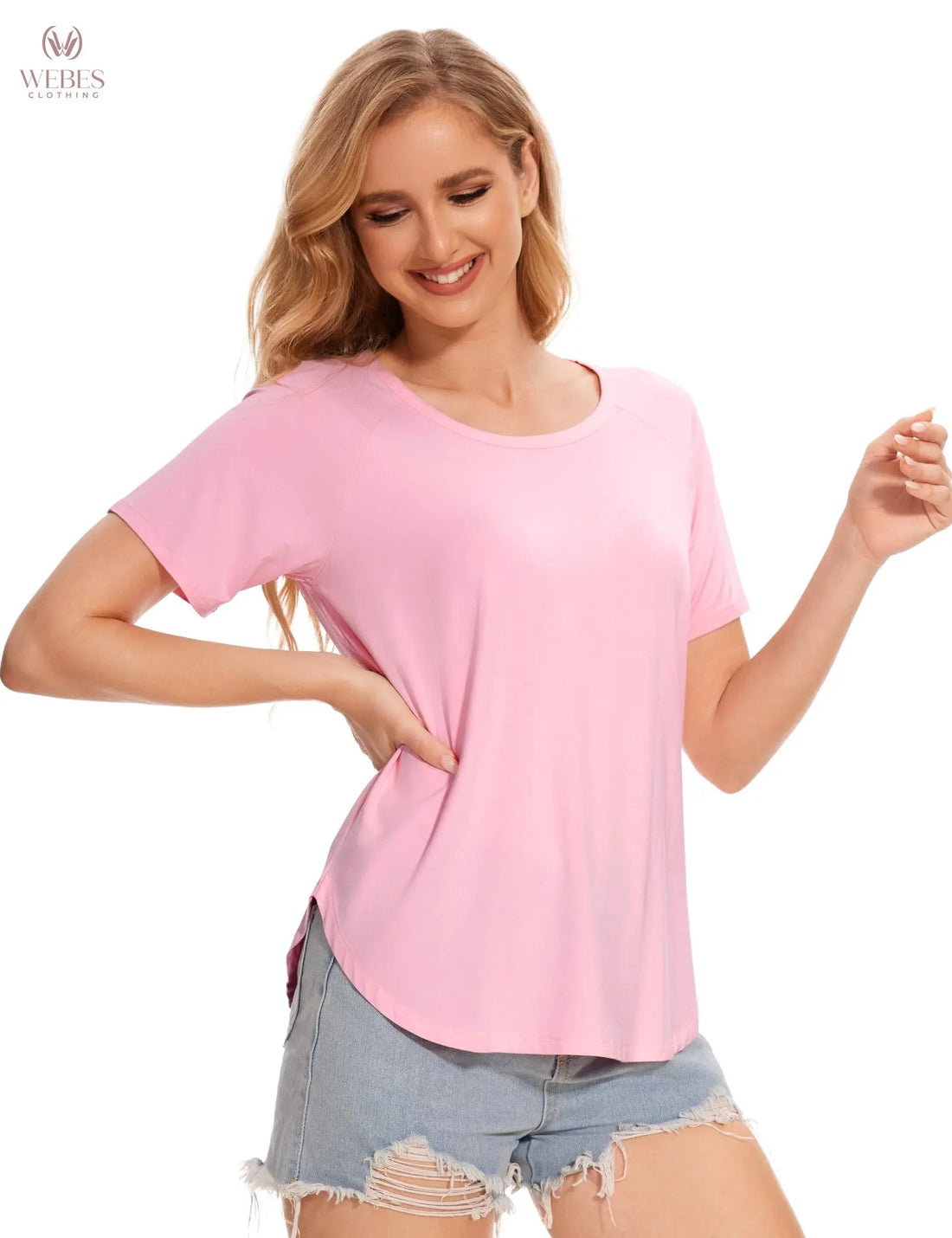 GYS Womens Pajama Tops Short Sleeve Shirts Summer Comfy Crew Neck Sleep T-Shirt