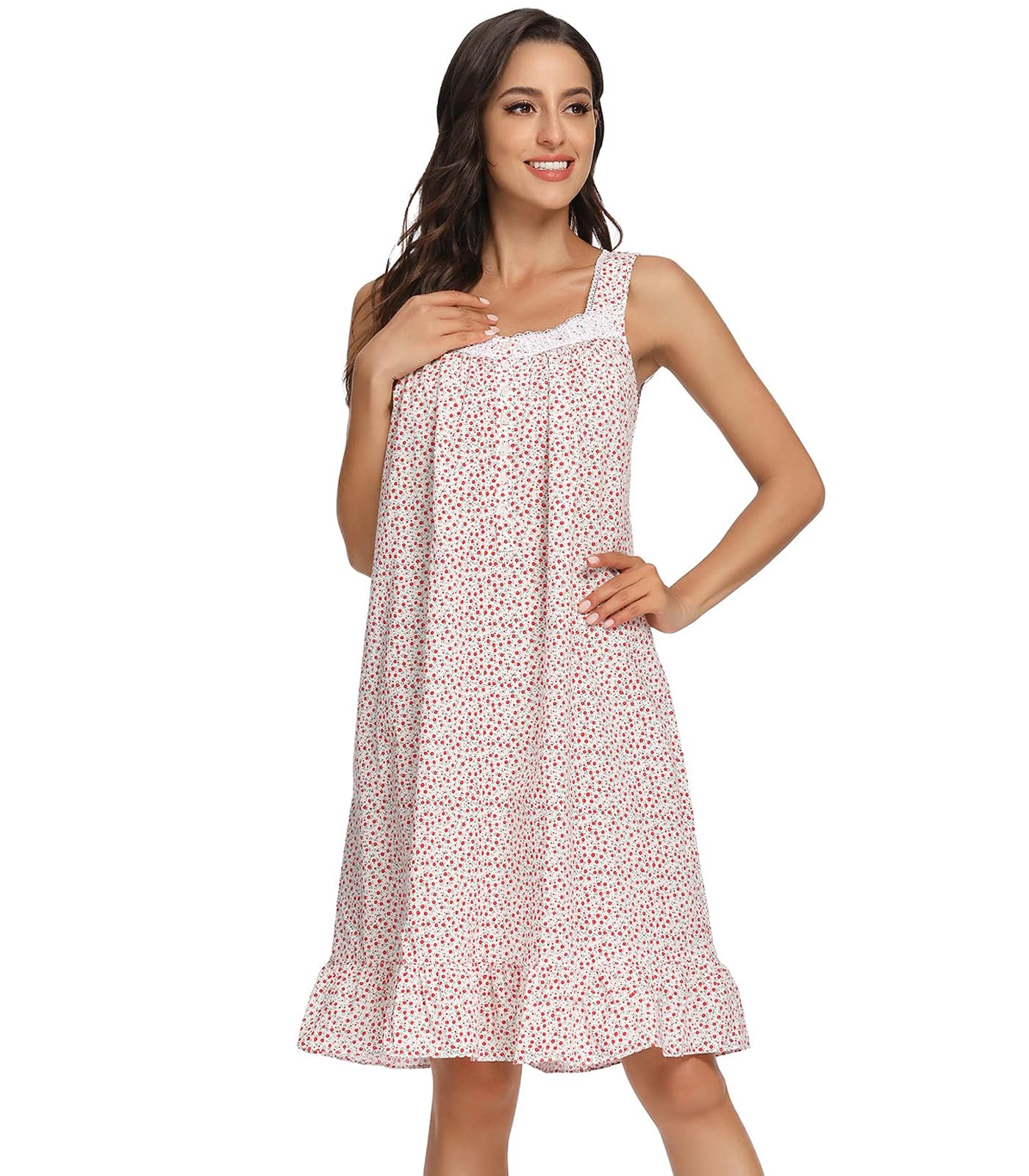 Sleeveless Nightgowns for Women 100% Cotton Nightgown Sleep Dress Soft Ladies Gowns Sleepwear Nightdress WEBE CLOTHING