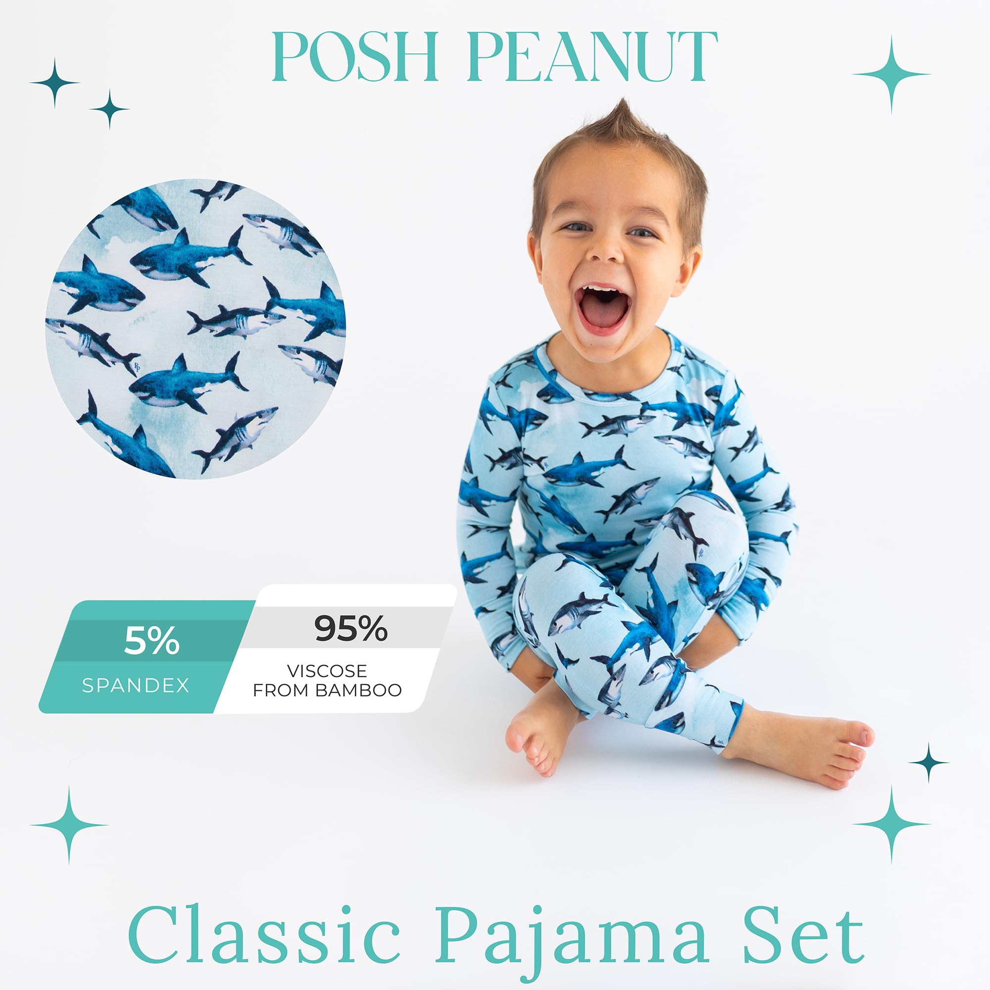 Posh Peanut Boys Pajamas - PJs for Kids Made of Soft Viscose from Bamboo, Long Sleeve Toddler PJs & Matching Boys Pajama Sets WEBE CLOTHING
