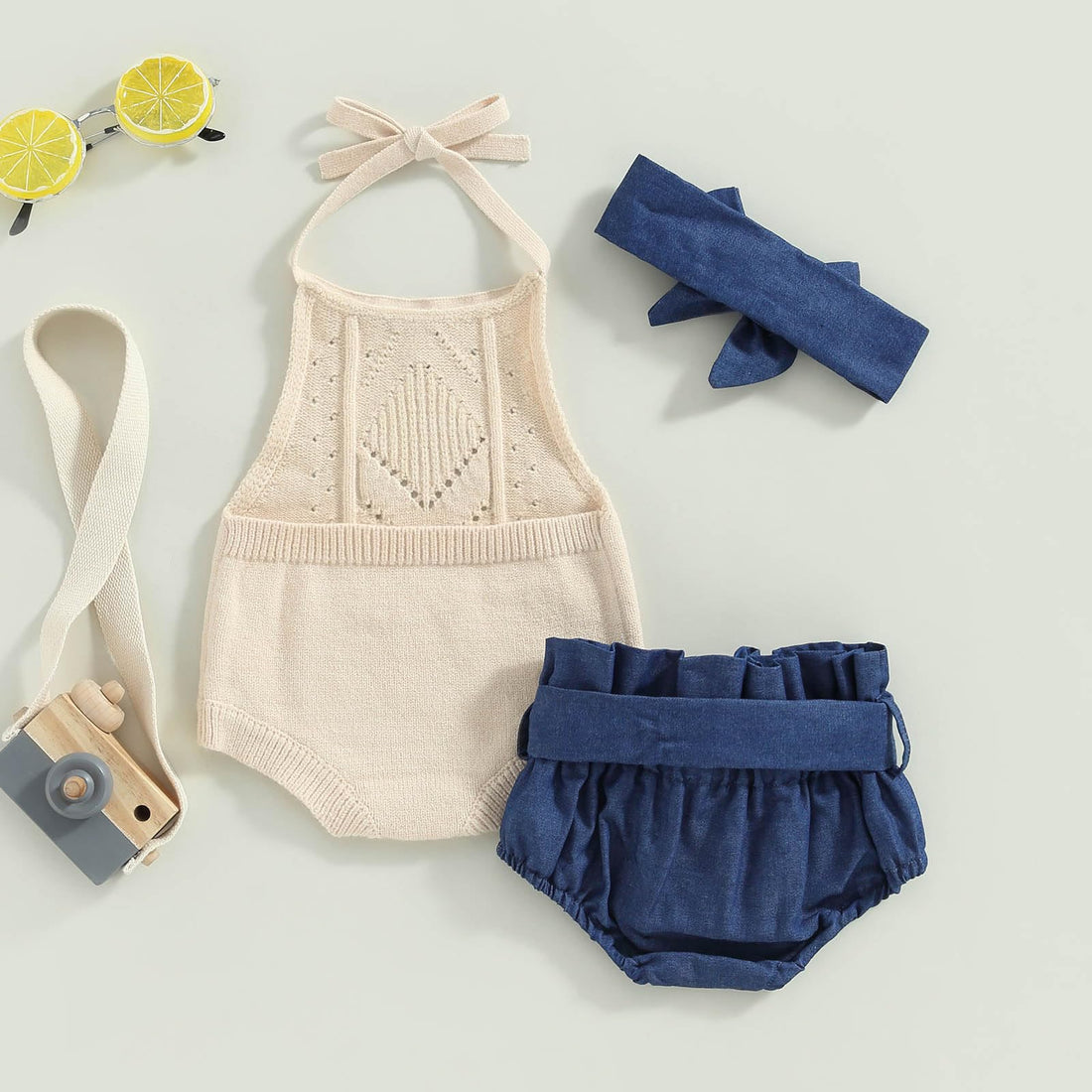 TheFound Toddler Baby Girls Knitted Outfit Tie-up Tank Top Elastic Waist Flower Shorts Summer Clothes 6 12 18 24 Months 2t 3t WEBE CLOTHING