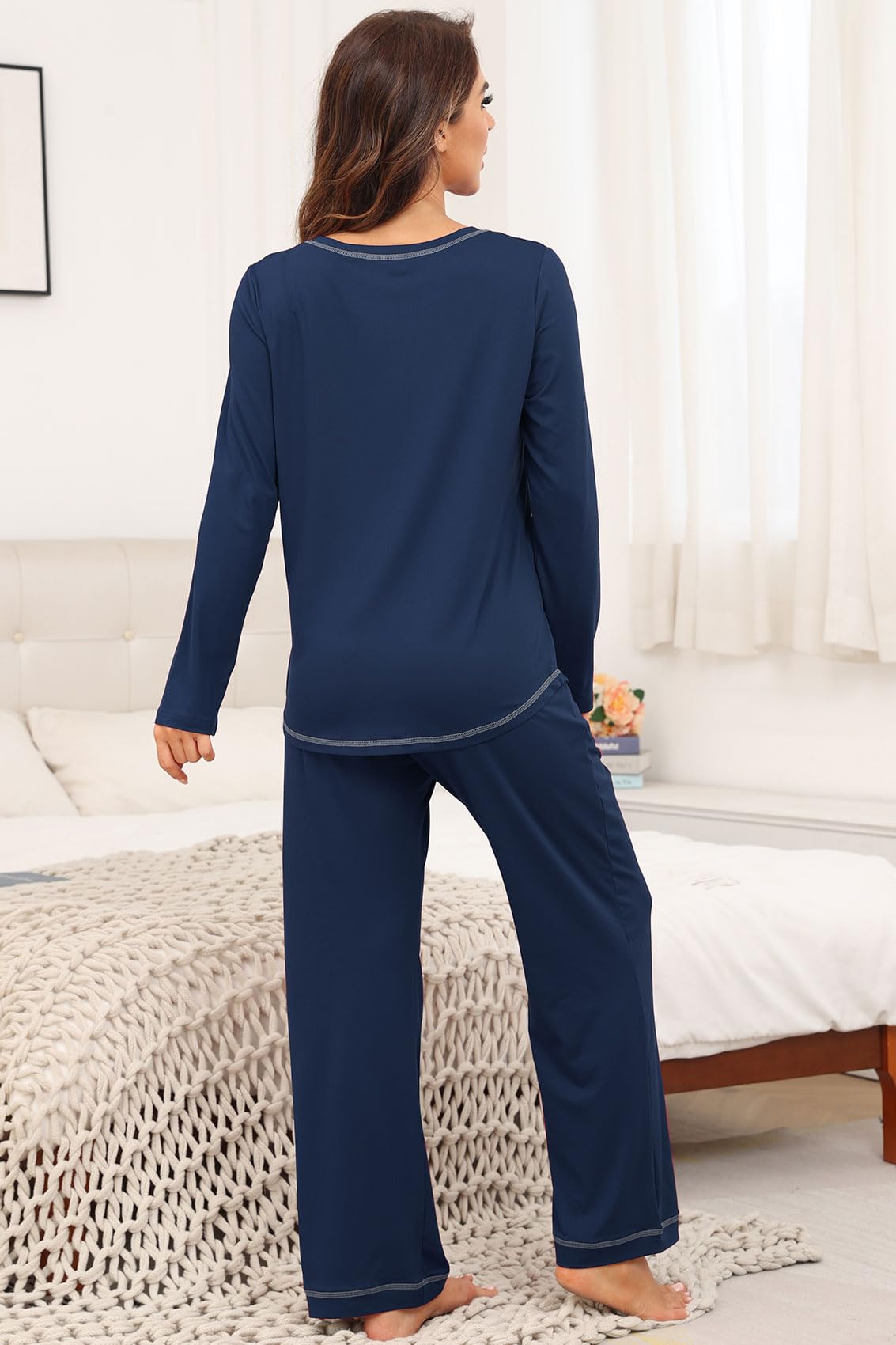 PrinStory Women's Pajama Set 2026 Lounge Sets Long Sleeve Sleepwear Soft 2 Piece Pjs with Pockets
