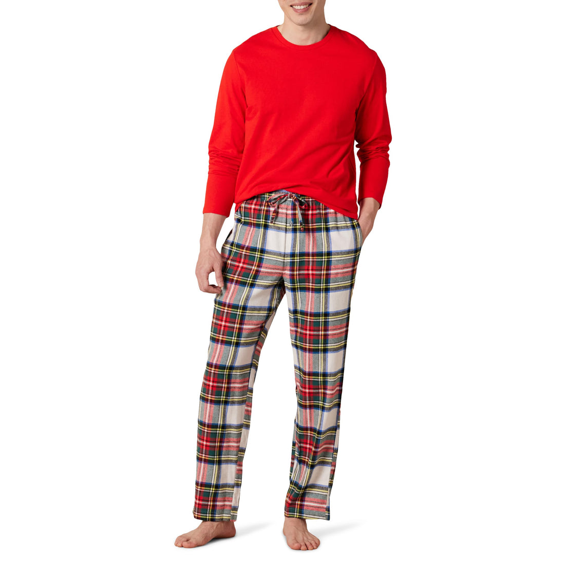 Amazon Essentials Men's Flannel Pant and Long-Sleeve T-Shirt Pajama Set