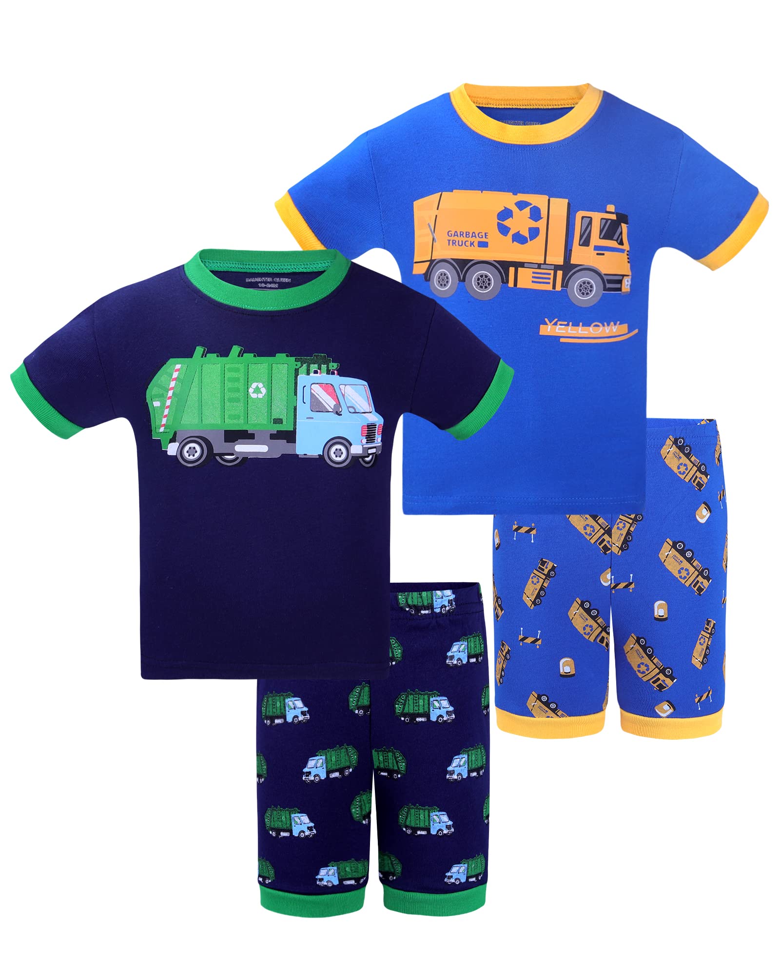 DAUGHTER QUEEN Boys Pajamas 4 Pieces Short Set 100% Cotton Sleepwear Size 18 Months-12 Years