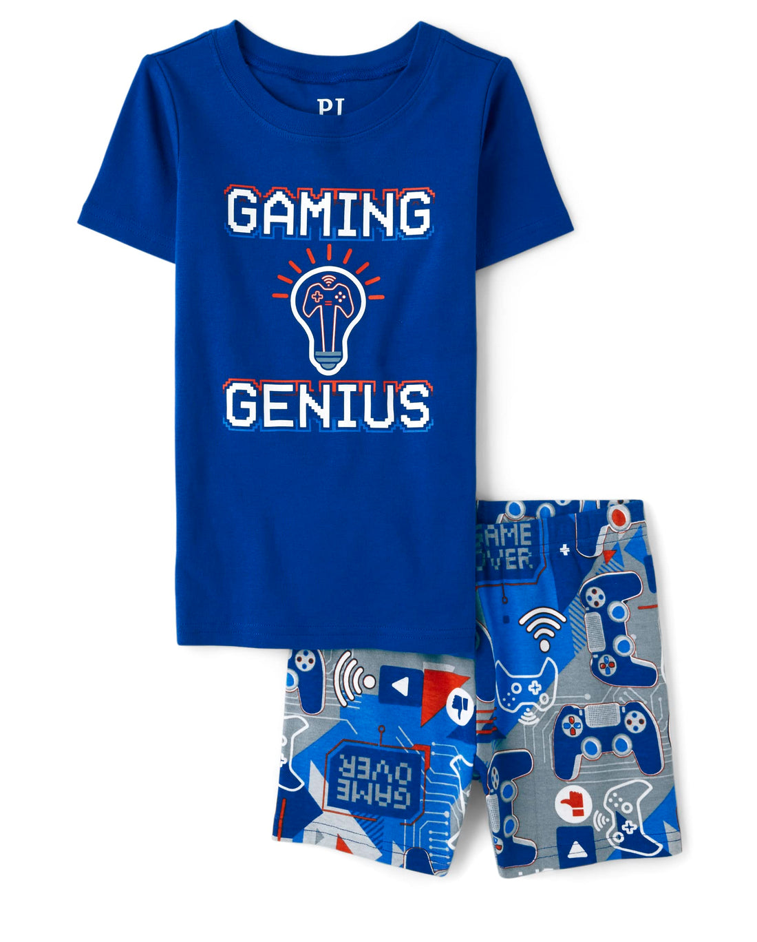 The Children's Place Boys' Short Sleeve Top and Shorts Snug Fit 100% Cotton 4 Piece Pajama Set