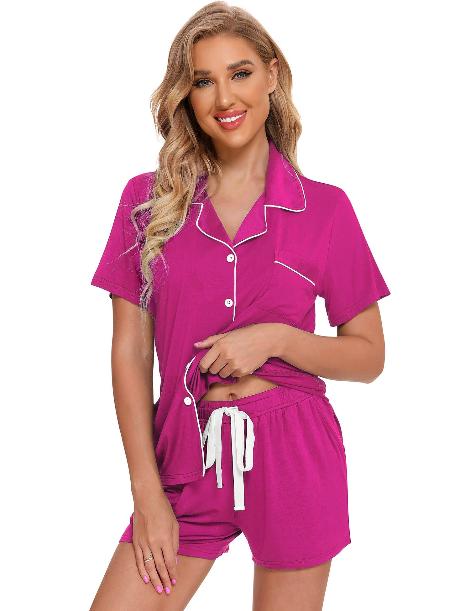 Leikar 2 Pack Button Up Pajama Set For Women Sleepwear Soft Pjs Bride Pajamas