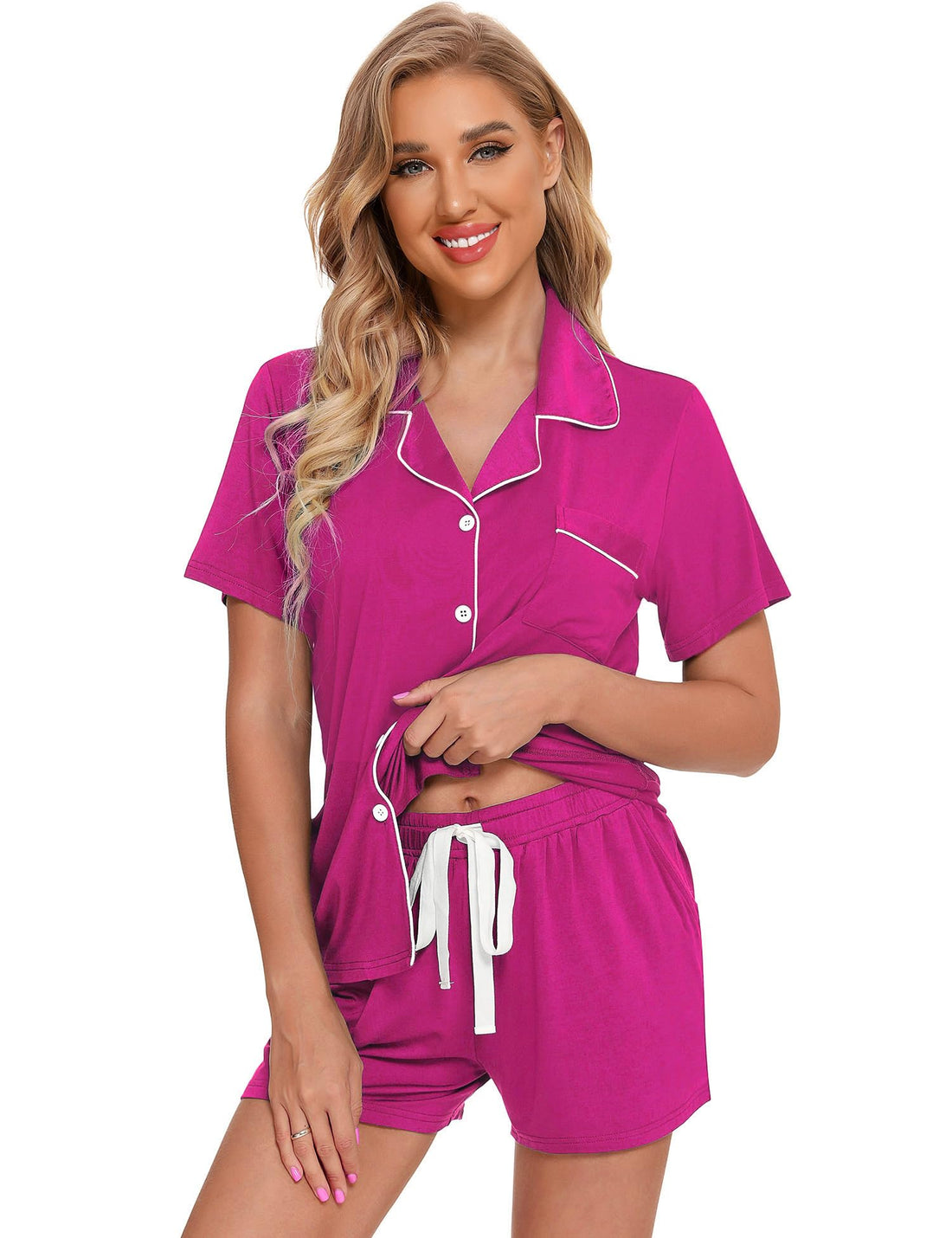 Leikar 2 Pack Button Up Pajama Set For Women Sleepwear Soft Pjs Bride Pajamas