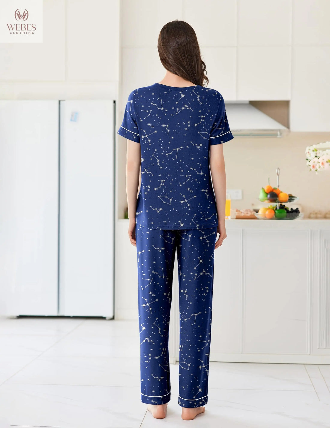 Ekouaer Womens Pajama Sets 2 Piece Pjs Sleepwear Comfy Lounge Set | Short Sleeve Top & Long Pants with Pockets,Soft Lightweight Stretchy Fabric,Summer Loungewear,Gift for Wife,Mom,Friends WEBE CLOTHING
