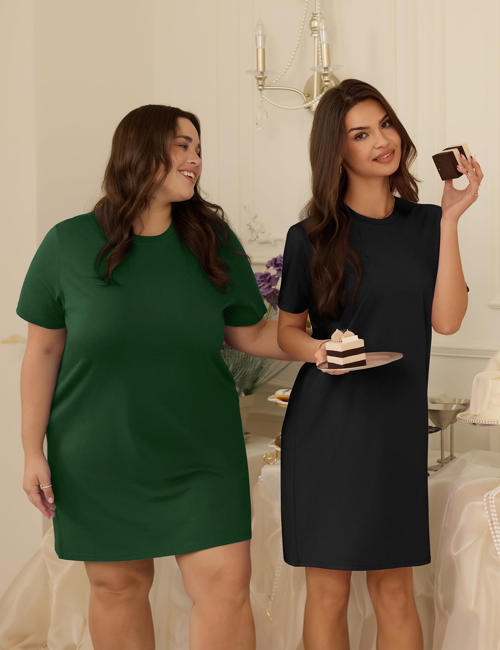 3 Pack Cotton Nightgowns for Women Short Sleeve Sleep Shirts Comfy Soft Nightshirt Pajama Sleep Dress