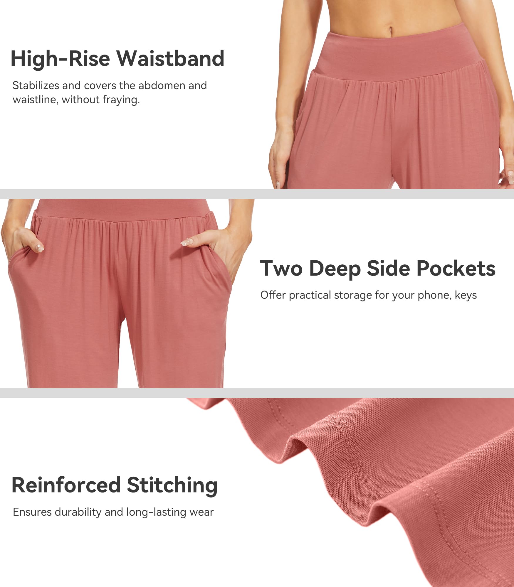WiWi Women's Viscose from Bamboo Joggers Super Soft Pajama Pants Yoga Bottoms Cooling Lounge Sweatpants S-XXL