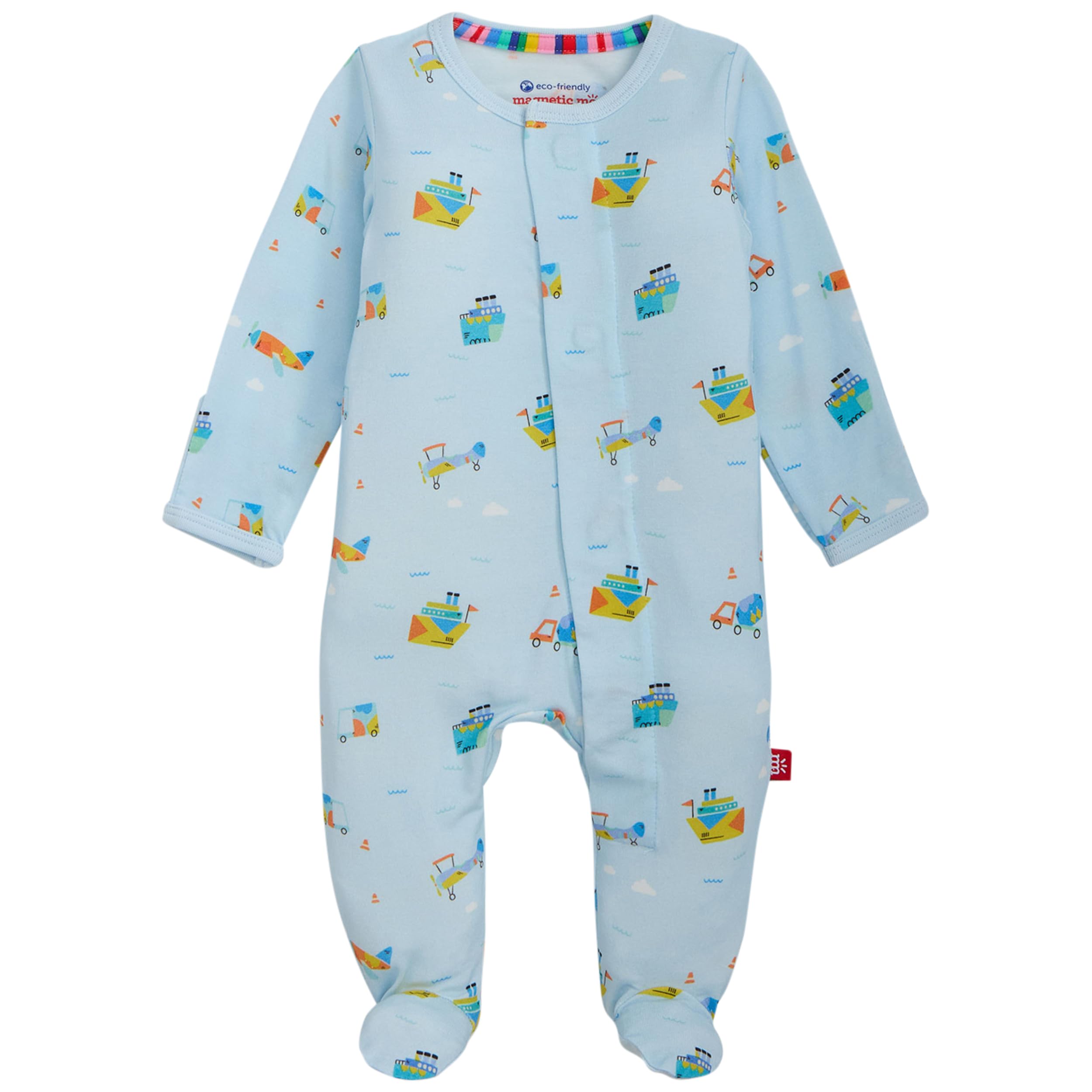 Magnetic Me Boys Modal Magnetic Baby Footie Pajamas | Silky Soft Modal Fabric | Baby Sleepers