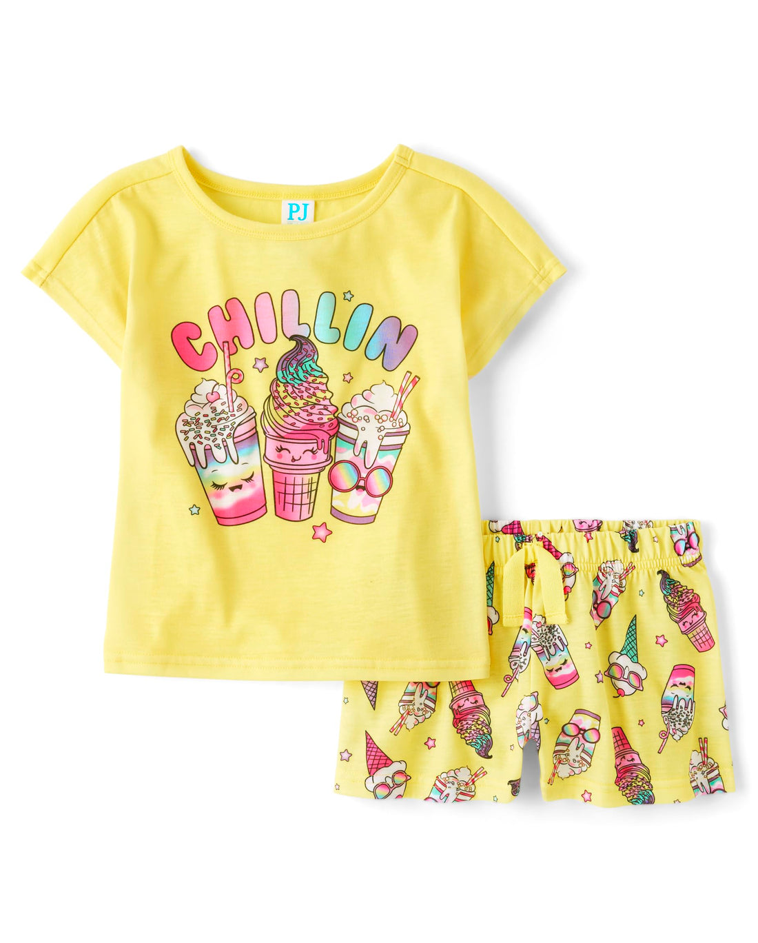 The Children's Place Girls' Short Sleeve Top and Shorts,2 Piece Pajama Set
