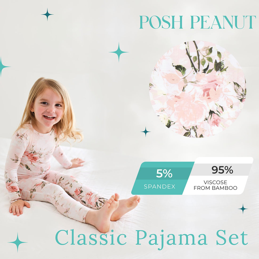 Posh Peanut Girls Pajamas - Soft, Viscose from Bamboo PJs for Kids - Matching, Long Sleeve Toddler Pajamas for Girls WEBE CLOTHING
