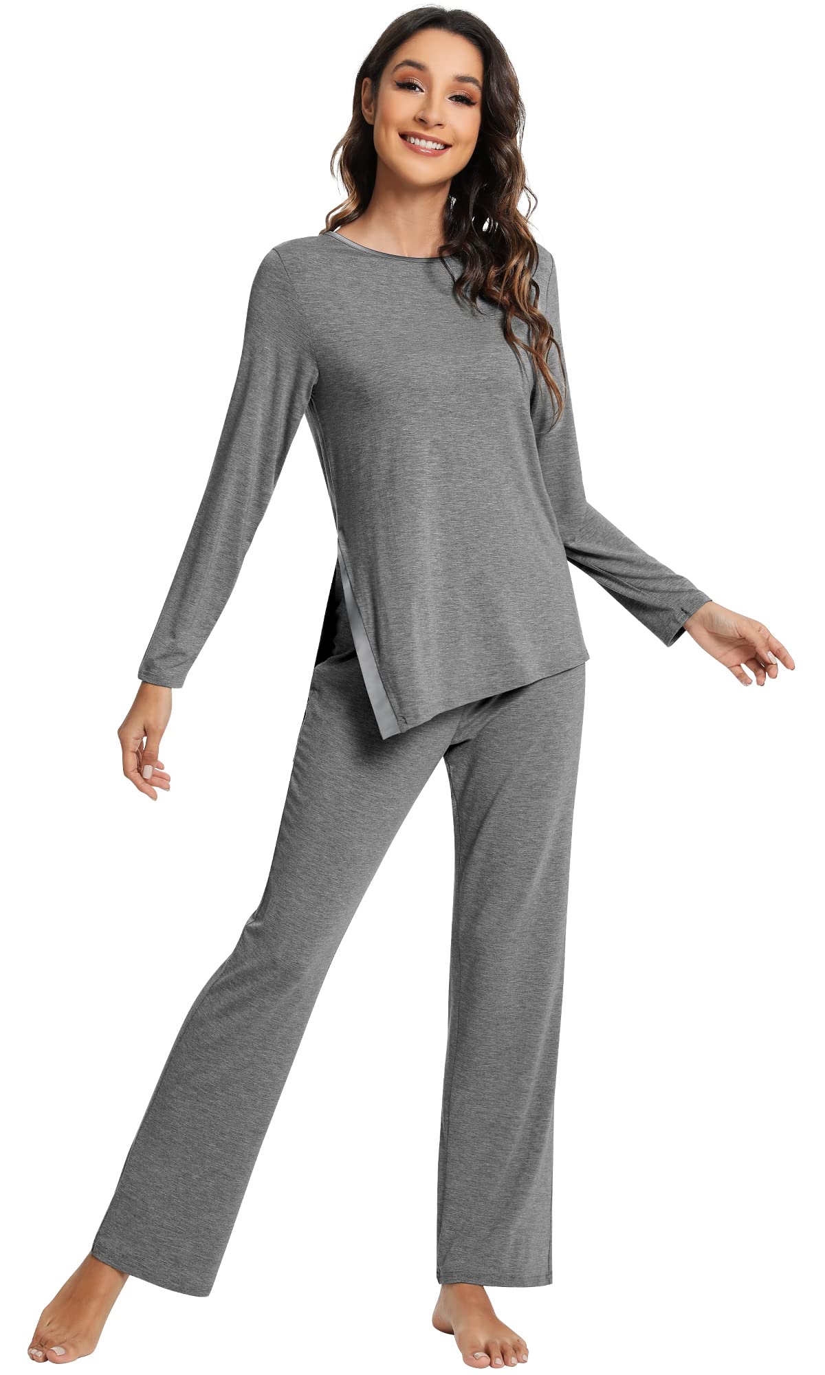 WiWi Pajamas Set for Women Super Soft Long Sleeve Pj Cooling Sleepwear Lounge Sets Loungewear Viscose from Bamboo S-XXL