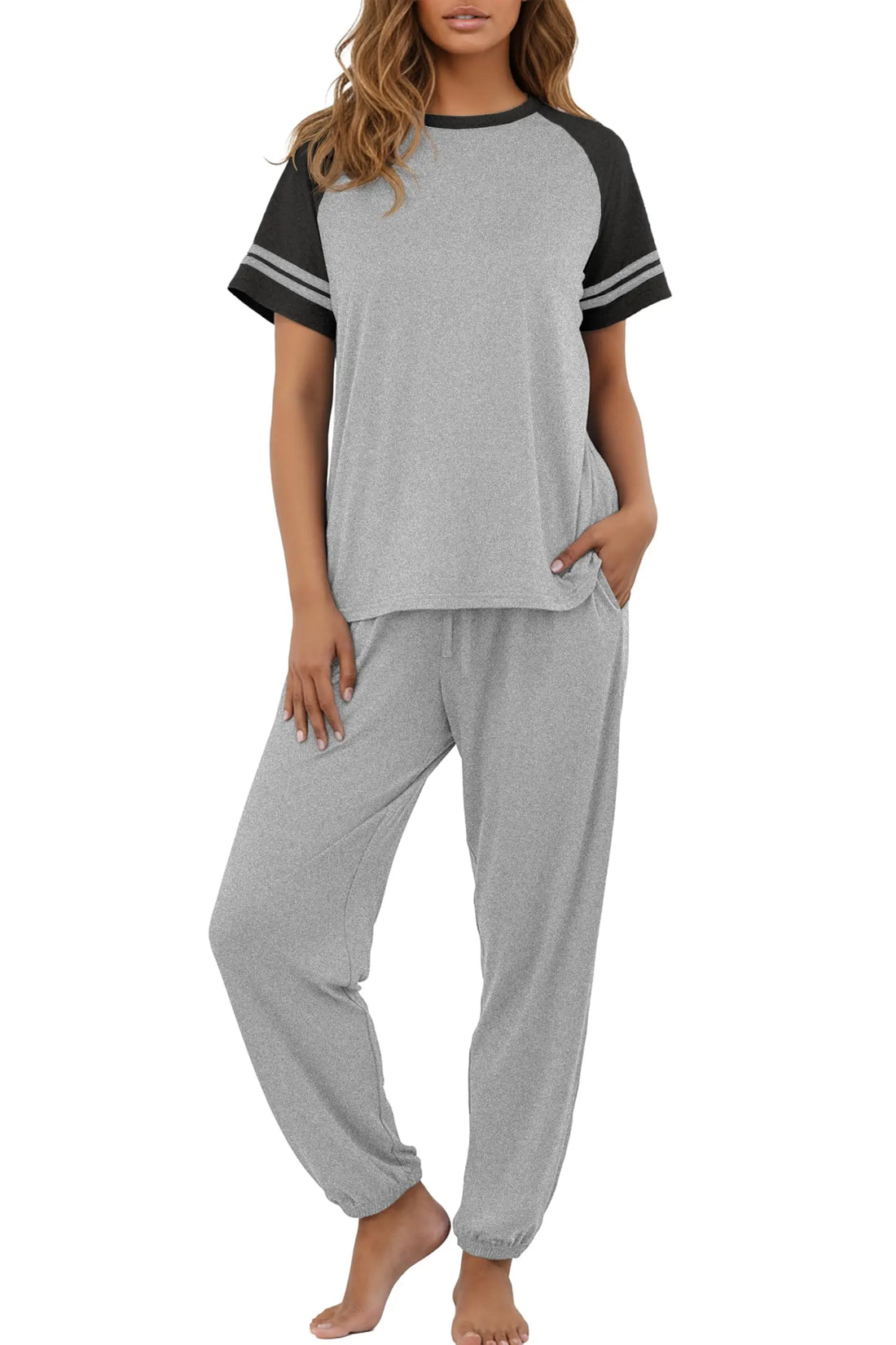PrinStory Womens Pajama Sets Short Sleeve Pjs 2 Piece Lounge Set Soft Pj Sets Lightweight Sleepwear Loungewear with Pockets WEBE CLOTHING