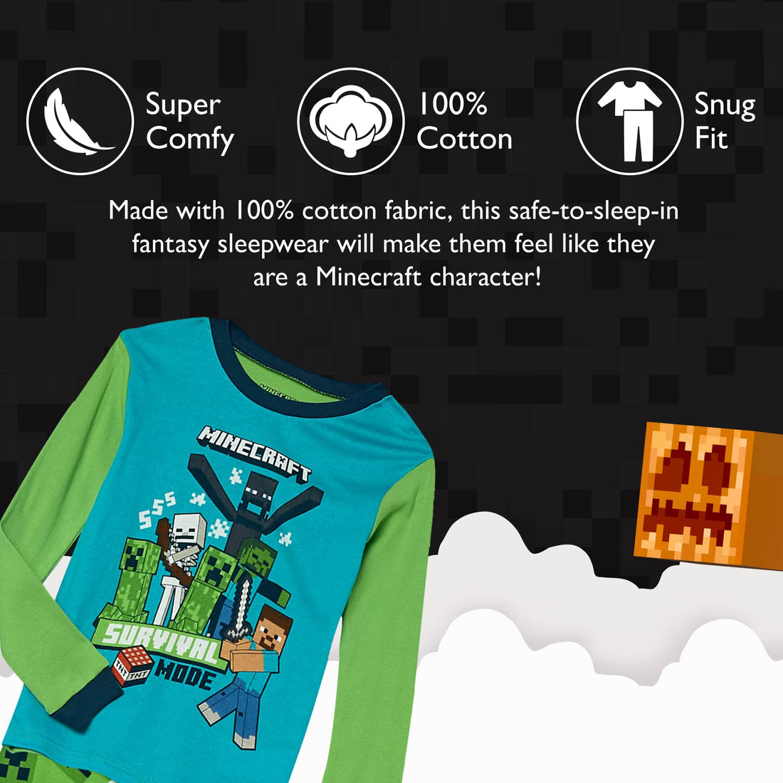 Minecraft Boys' 6-piece Snug-fit Cotton Pajama Set, Soft & Cute for Kids