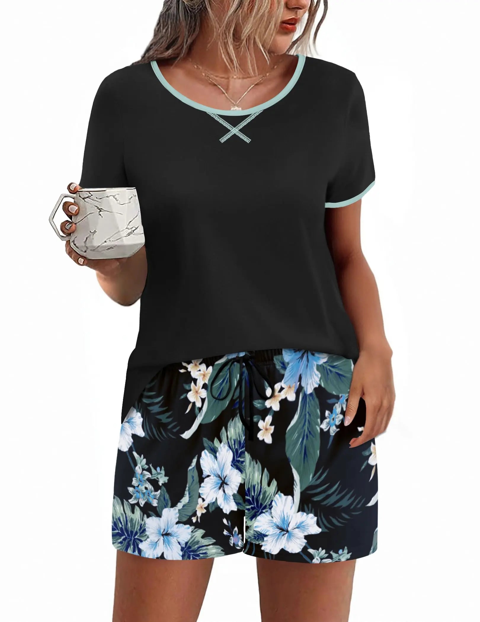 Ekouaer Women Pajama Set Casual Short Set