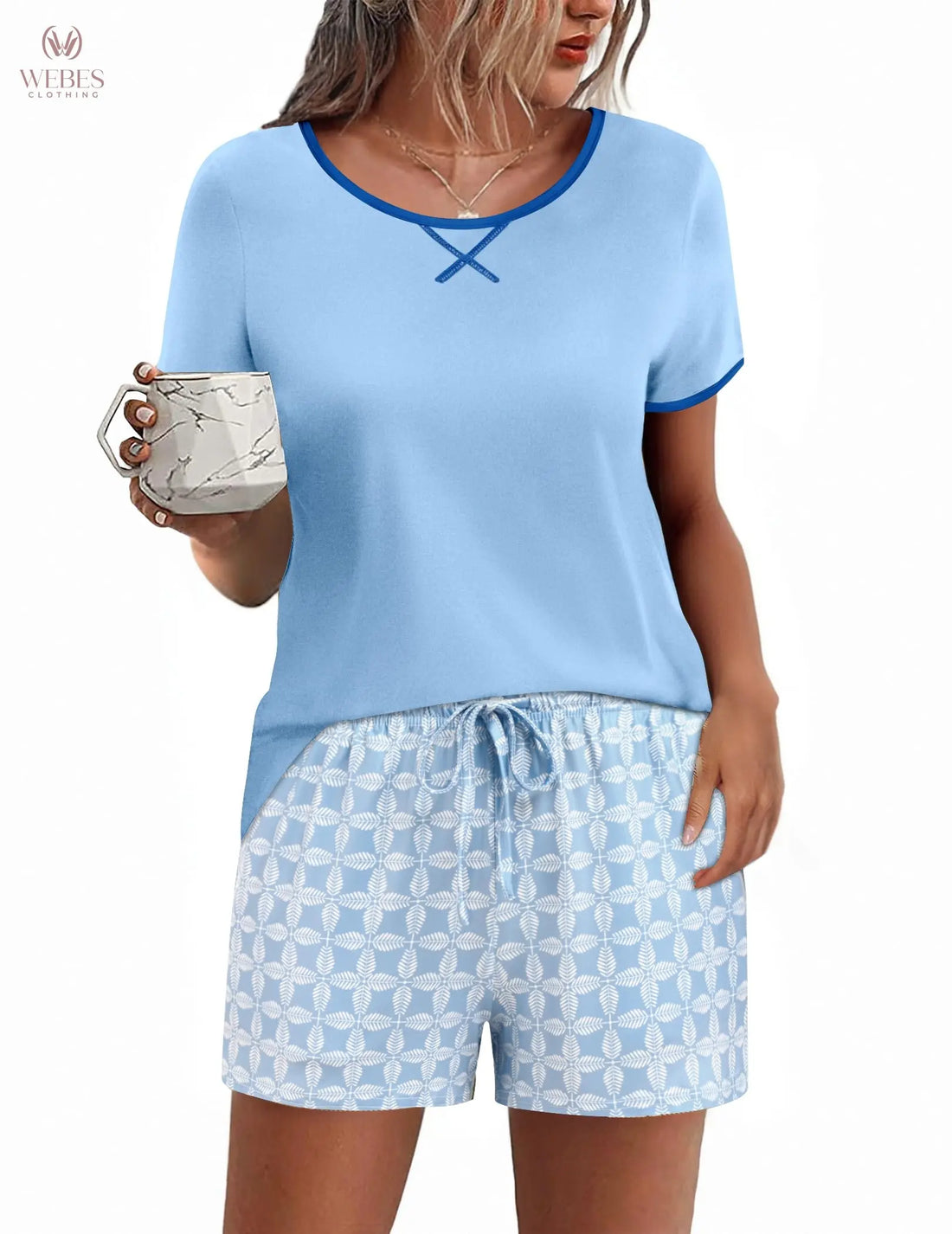 Ekouaer Women Pajama Set Casual Short Set
