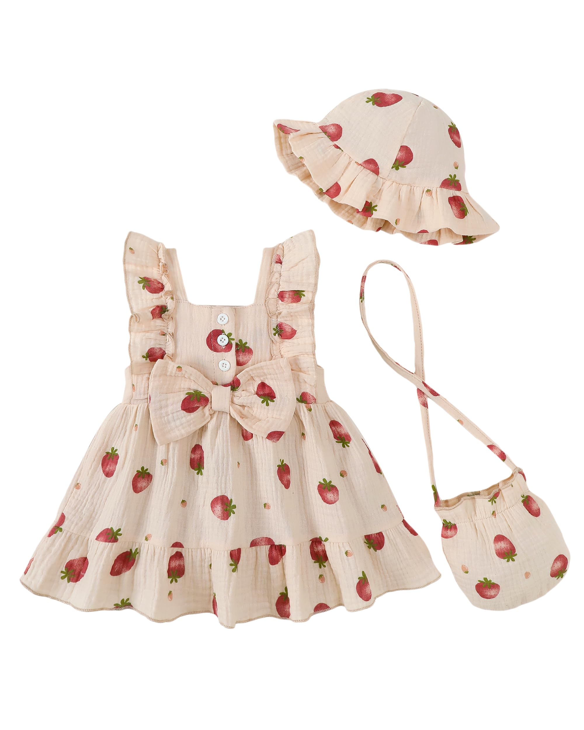 Renotemy Newborn Infant Baby Girl Dresses Summer Outfits Boho Casual Sundress Gifts Toddler Clothes for Girl with Hat and Bag WEBE CLOTHING