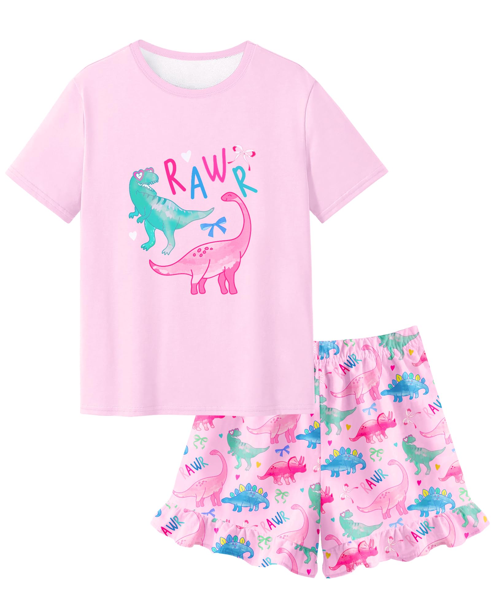 Sylfairy Girls Pajamas Summer Toddler Girl Pajamas Sets Short Sleeve Girls' Cute Sleepwear Pjs