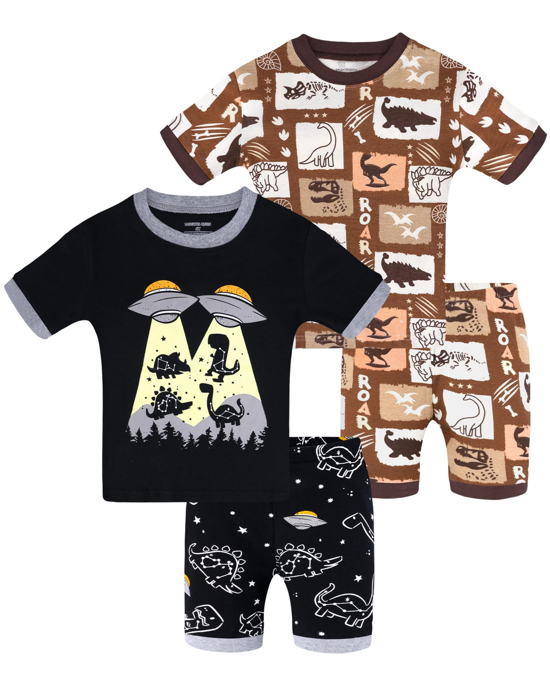 DAUGHTER QUEEN Boys Pajamas 4 Pieces Short Set 100% Cotton Sleepwear Size 18 Months-12 Years