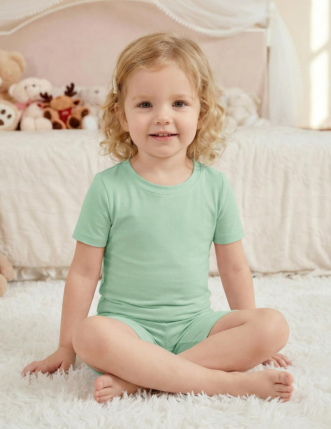Arshiner Pajamas for Girls Summer Short Sleeve Sleepwear Kids Soft Cute Snug Fit Pjs Sets