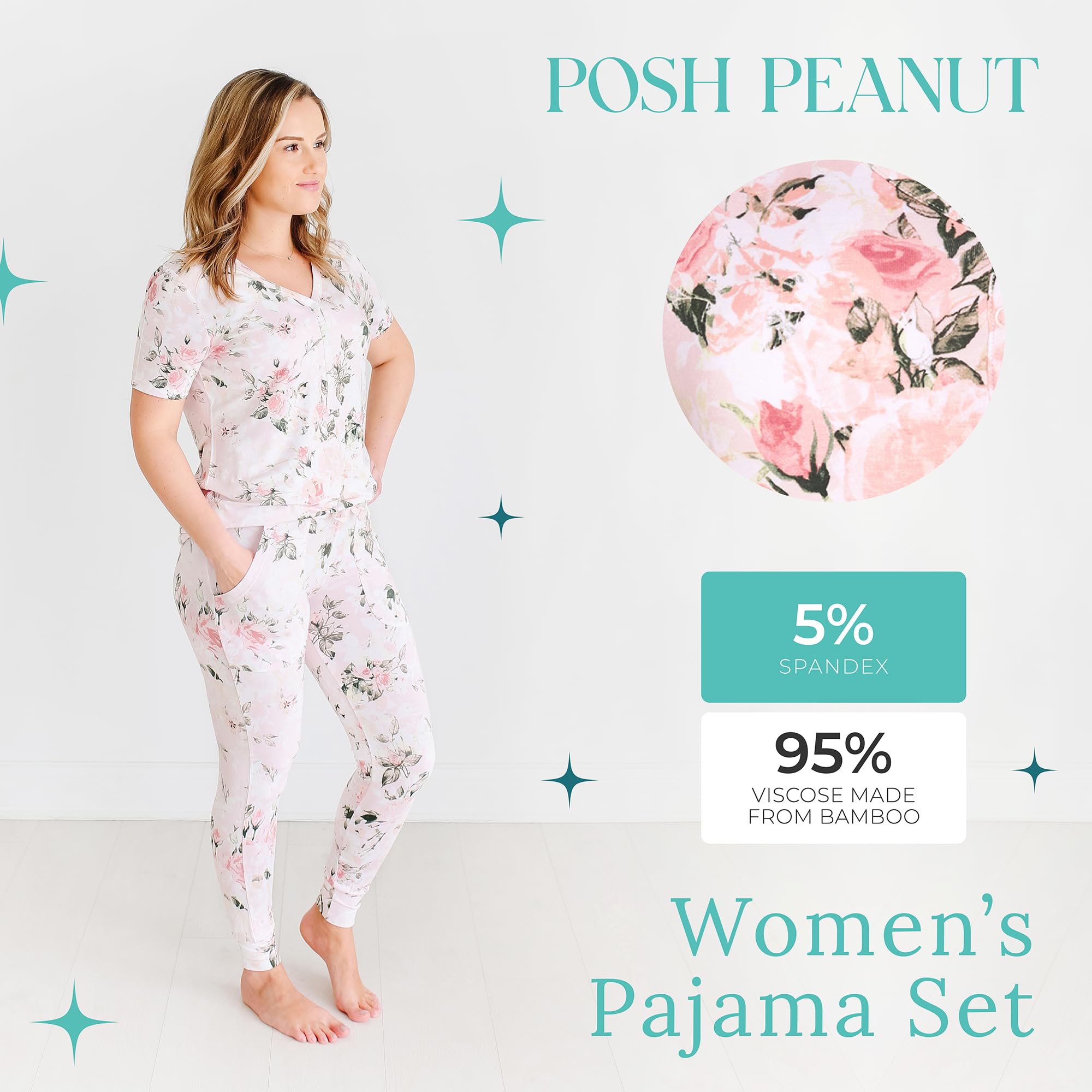 Posh Peanut Adult Pajamas Set - Two Piece Loungewear - Soft Viscose from Bamboo Nightwear PJs WEBE CLOTHING