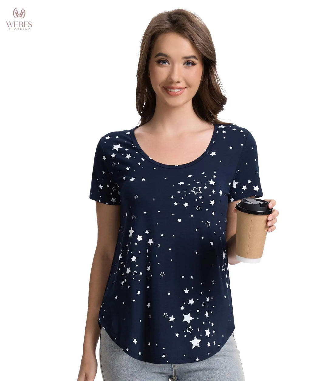 WiWi Women's Bamboo Viscose Scoop Neck Short Sleeve T Shirt Casual Summer Cooling Basic Tee Tops Soft Lounge Pajamas S-XXL