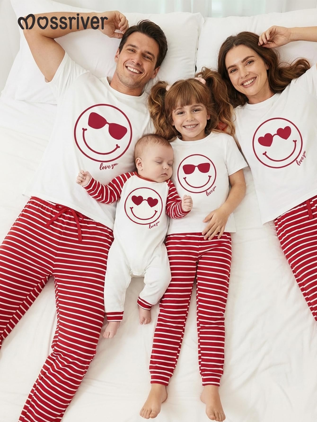 MOSSRIVER Family Pjs Matching Sets Short Sleeve Graphic Tops Holiday Shirts Cute Pajamas Pants Set Vacation Summer Outfits