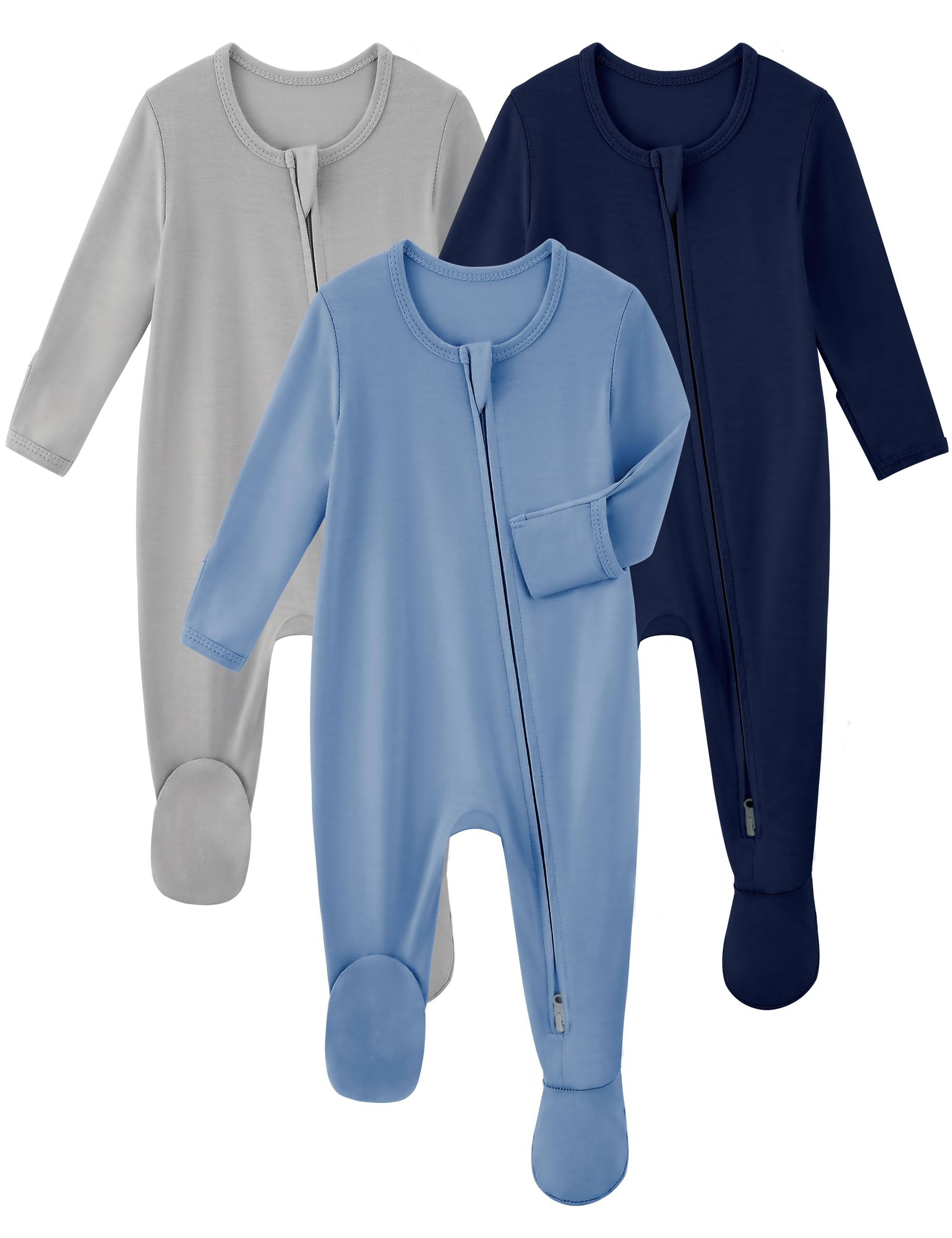 Yoofoss Rayon Made From Bamboo Baby Pajamas 3pcs Newborn Sleepers For Boy Girl Clothes, 0-3 3-6 6-9 Months Footed Pjs
