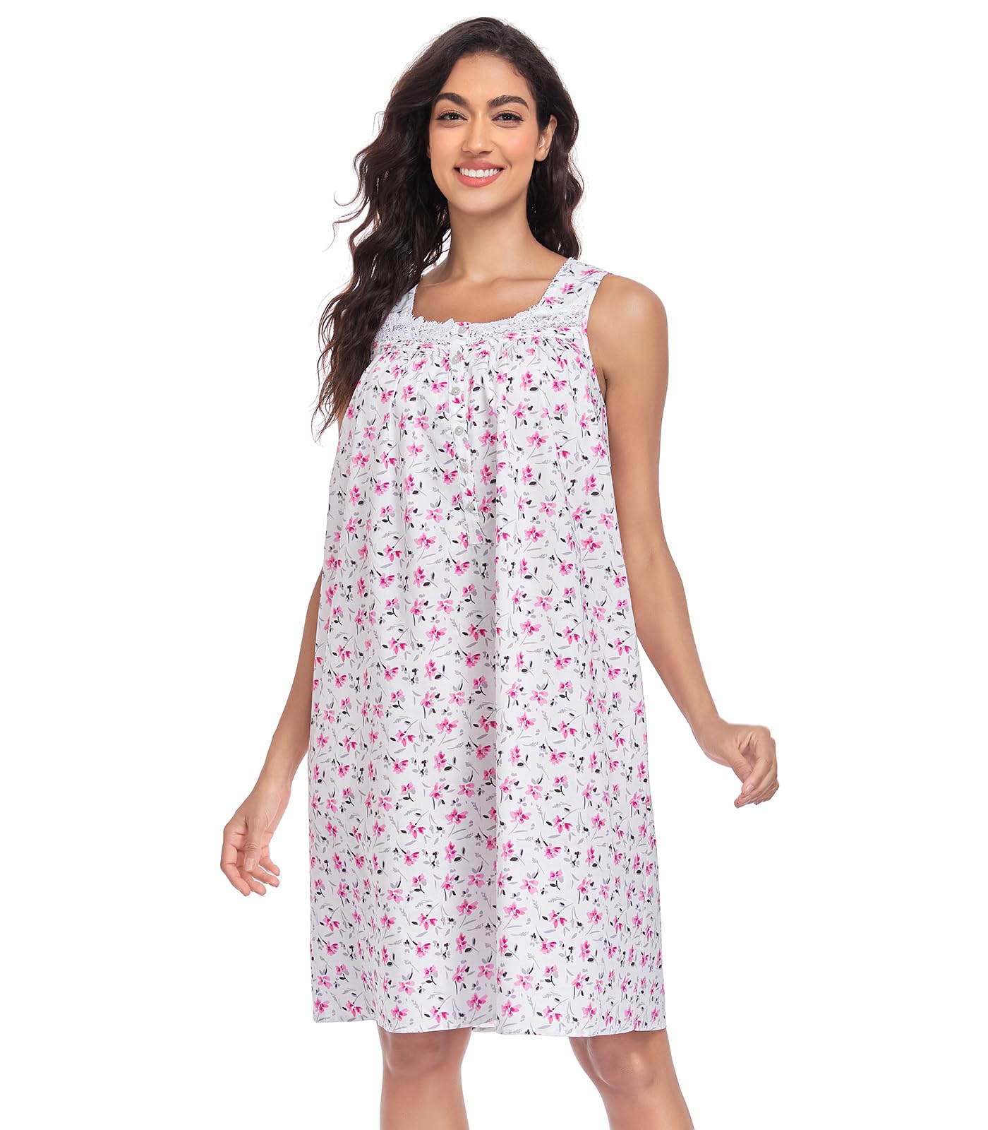 Sleeveless Nightgowns for Women 100% Cotton Nightgown Sleep Dress Soft Ladies Gowns Sleepwear Nightdress WEBE CLOTHING