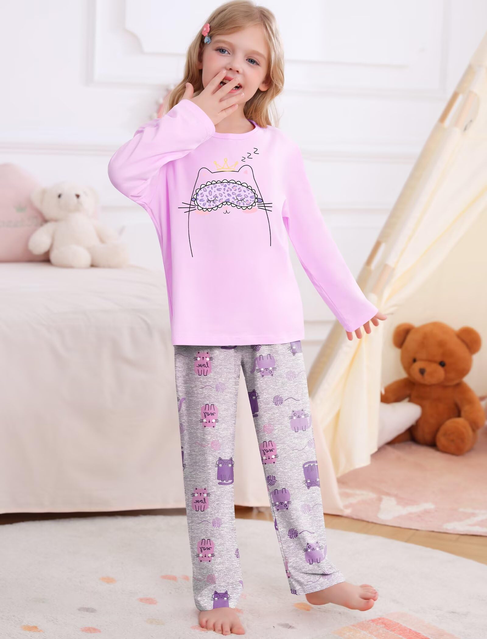 SWOMOG Girls Pajama Set Short Sleeve Tops & Ruffled Shorts with Pocket 2 Piece Summer Pajamas for Kids Size 6-15