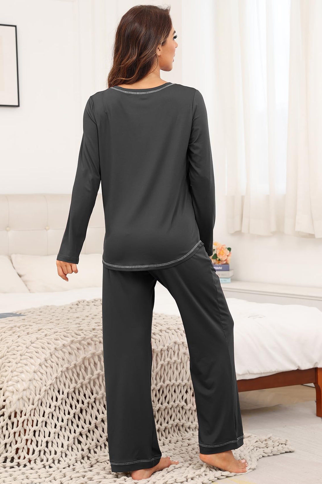 PrinStory Women's Pajama Set 2026 Lounge Sets Long Sleeve Sleepwear Soft 2 Piece Pjs with Pockets