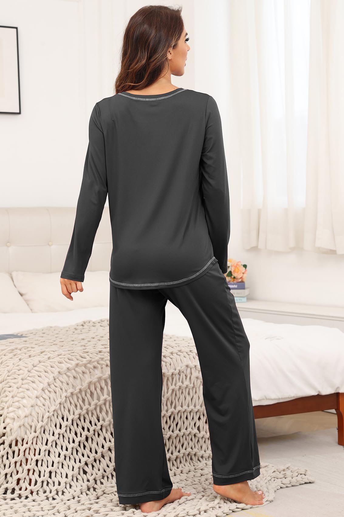PrinStory Women's Pajama Set 2026 Lounge Sets Long Sleeve Sleepwear Soft 2 Piece Pjs with Pockets