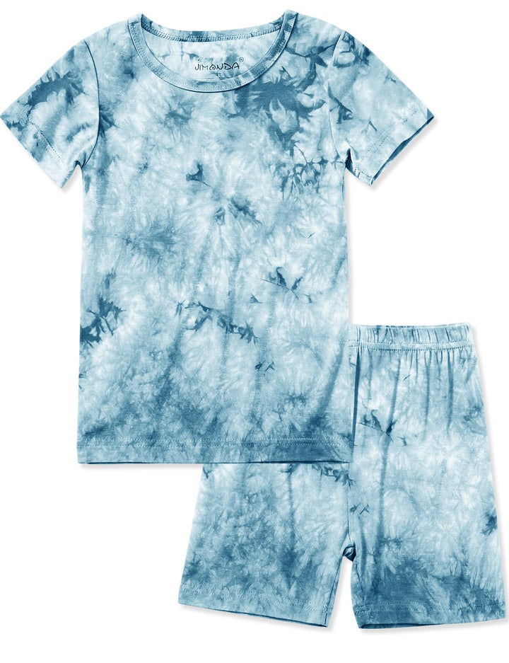Jimonda Baby/Toddler Soft Sleepwear Short sleeve Kids Cool Pajama Outdoor 2-Piece Shirt&Shorts Casual sets Tie Dye PJ