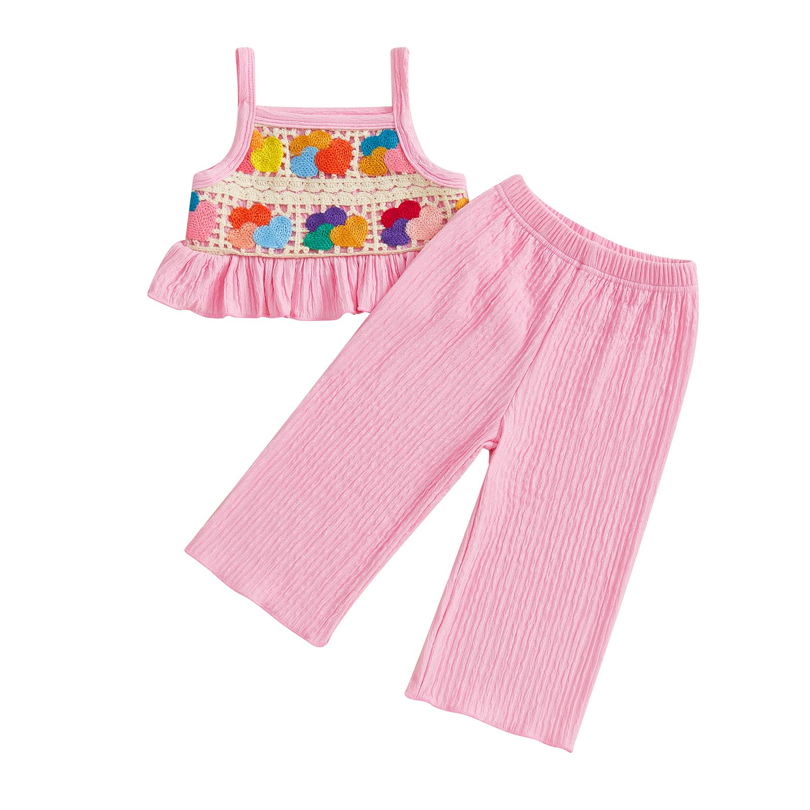 Baby Girl Outfits Crocheted Ruffled Camisole And Elastic Pants Set 6 12 18 24 Months 2 3 4 T WEBE CLOTHING