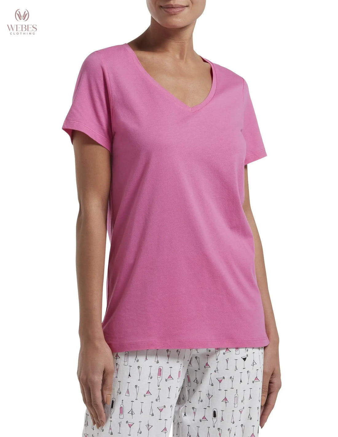 HUE Womens Sleepwell Basic Short Sleeve V-Neck T-Shirt for Lounging Or Sleeping, Made with Temperature Regulating Technology